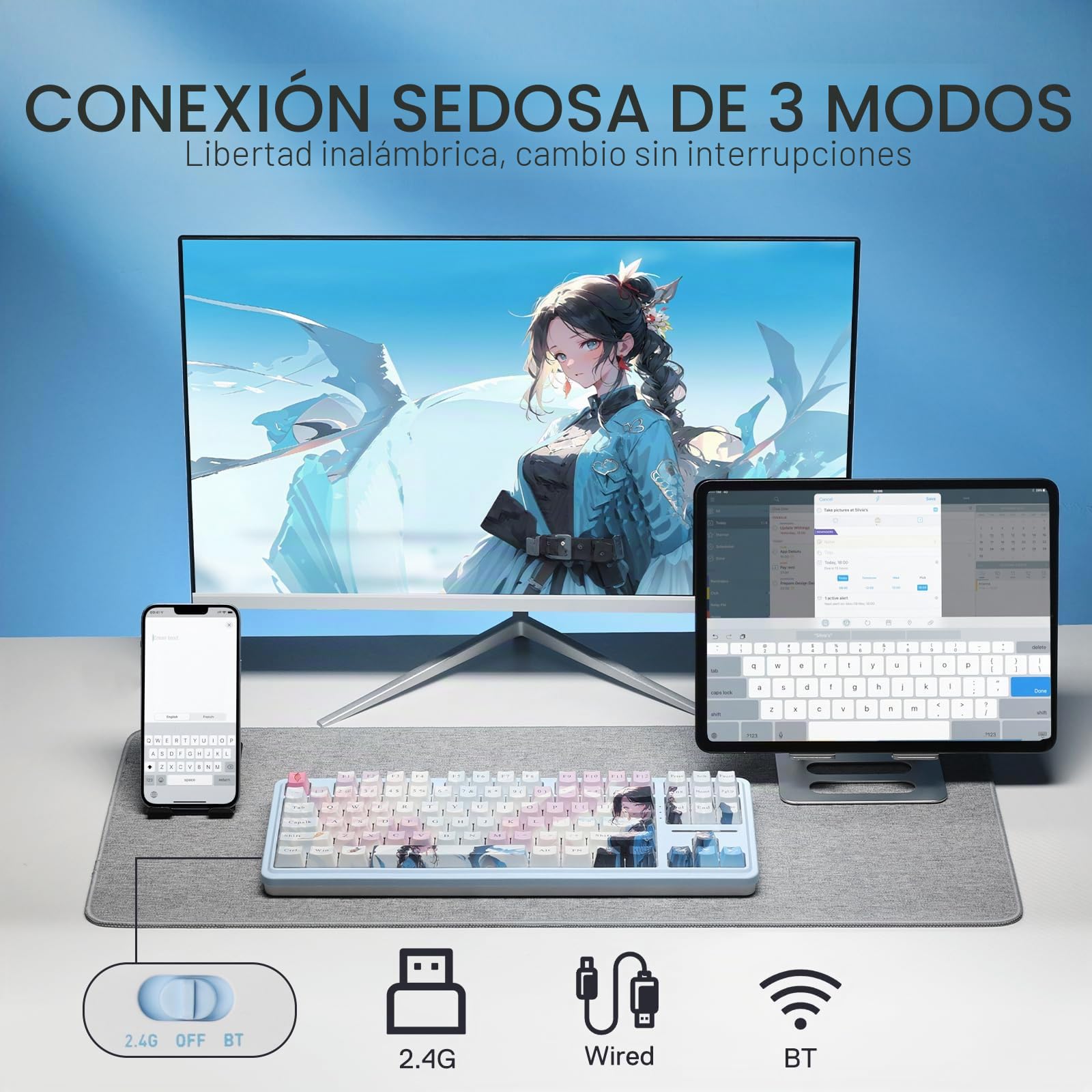 Redragon K728 Pro SE Teclado Gaming RGB Gasket 80% Inalámbrico 87 Teclas | 3 Modos Conexión Hot Swap Sockets 5 Capas Amortiguación Ruido Interruptores Lineales Hi-Fi US Layout