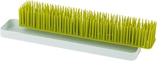 Boon Patch Countertop Baby Bottle Drying Rack - Space-Saving Slim Dryer for Bottles, Sippy Cups & Kitchen Organization, Green/White