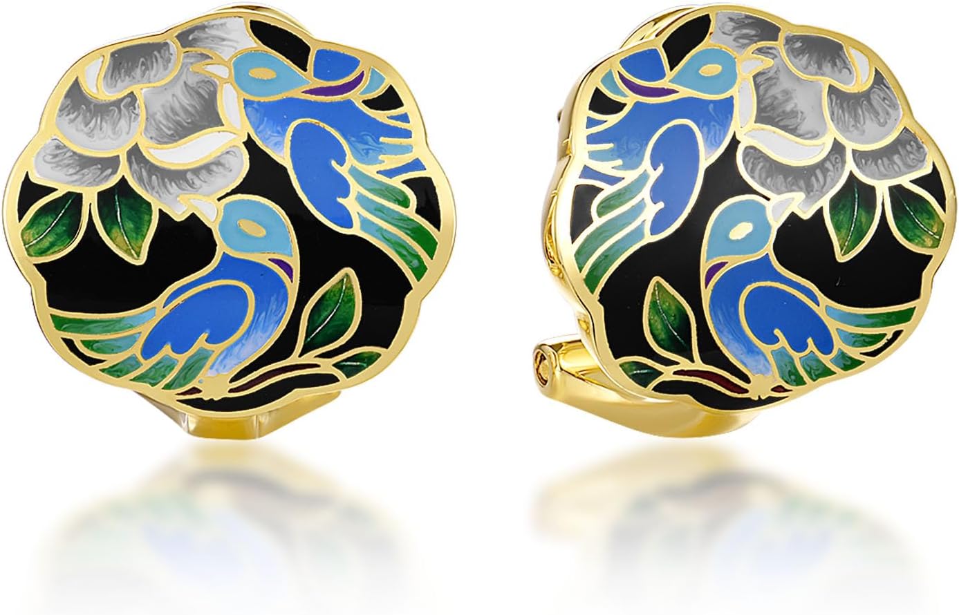 Santuzza 925 Sterling Silver Enamel Pattern Dangle Earrings