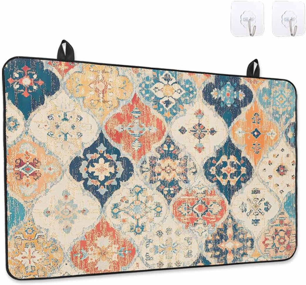 Stove Top Cover Morocco Boho Stove Cover for Electric Stove Top Vintage Ethnic Bohemian Glass Cooktop Covers Anti-Slip Mat Heat Resistant Countertop Protector Home Kitchen Decor 28.5"x20.5"