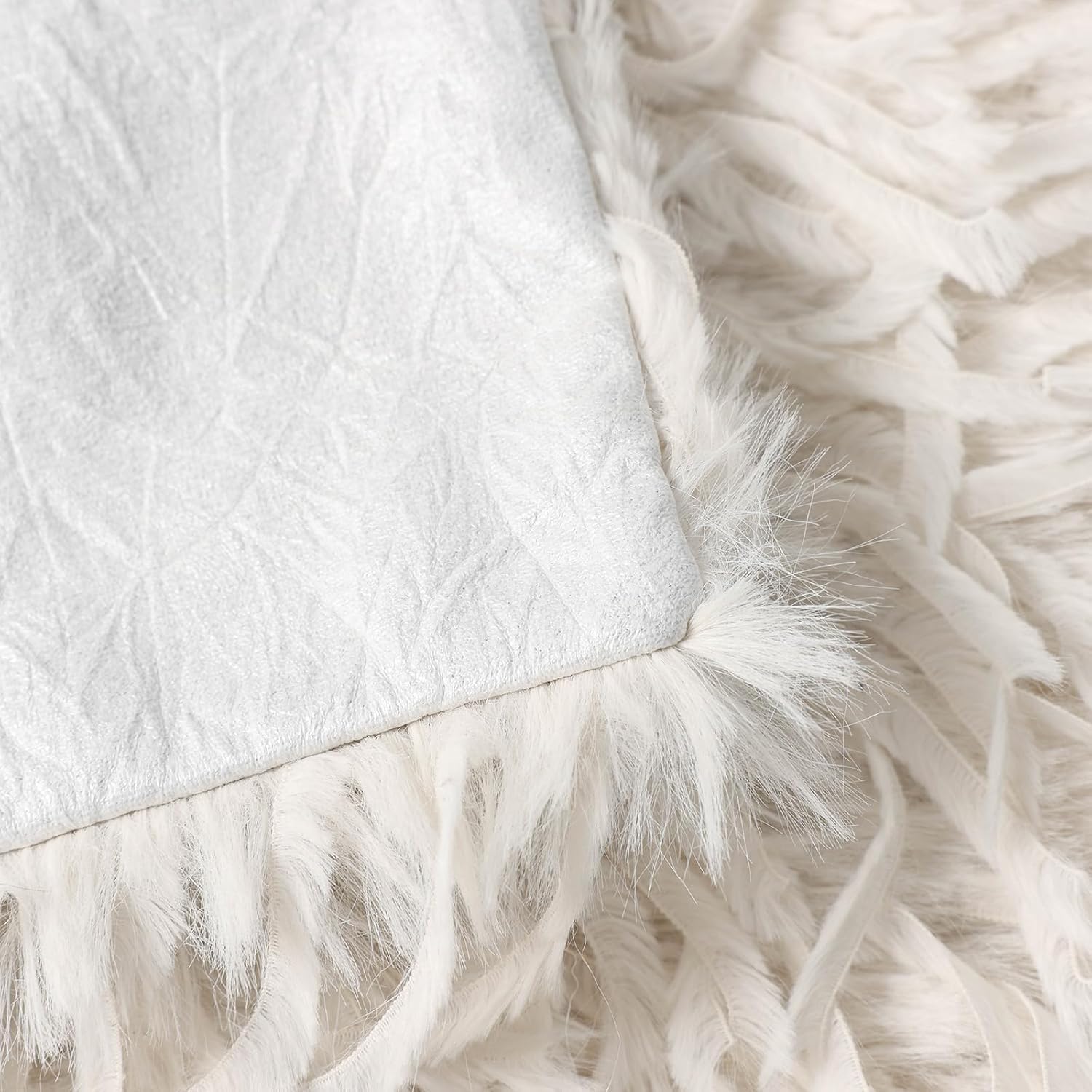 Faux Fur Throw Pillow Covers,Soft Fuzzy Pillow Covers 18 X 18 Inches,Cozy Cute Pillowcase of Leathers Back Zipper Closure Set of 2 No Pillow Insert for Bedroom and Couch (White)