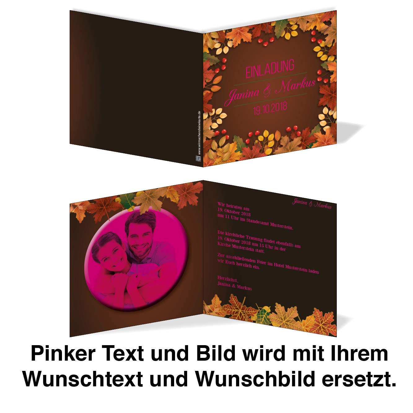 Tarjetas de invitación de boda con impresión – Bodas de otoño