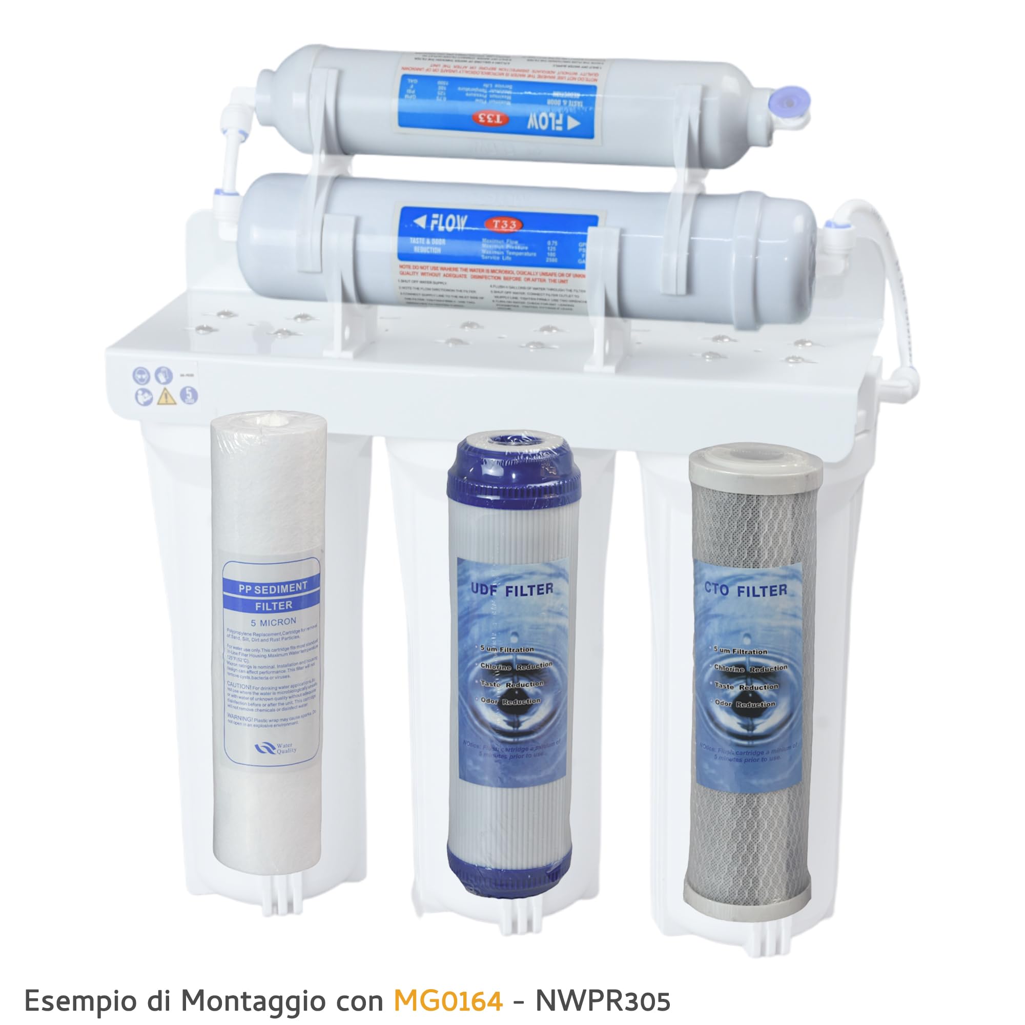 2X KIT CINQUE CARTUCCE (10 PEZZI) FILTRO KIT FILTRAZIONE ACQUA SEDIMENTI + CARBONI ATTIVI 10" 5 μm PER DEPURATORE SOTTO LAVELLO SISTEMA FILTRO