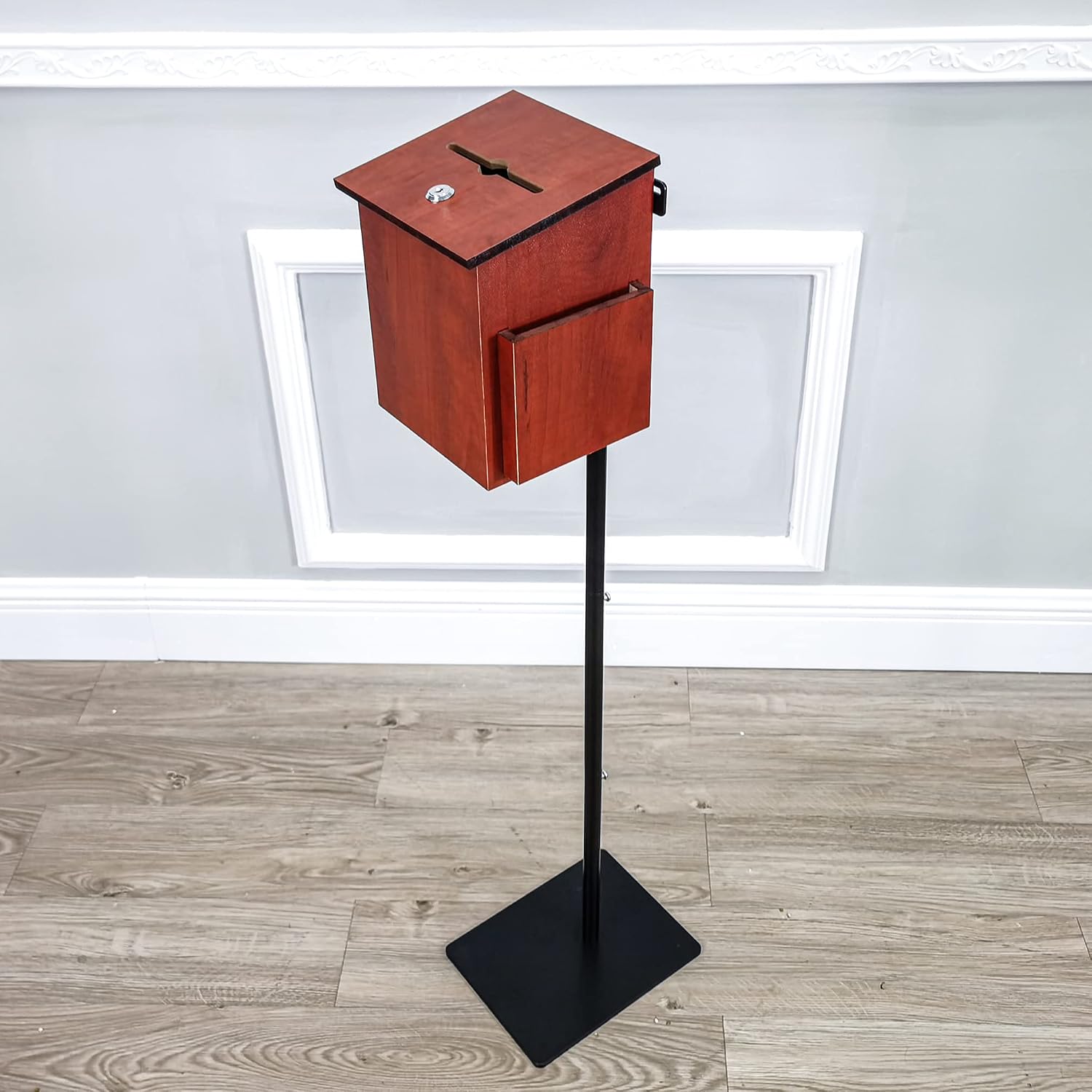 FixtureDisplays® MDF Donation Box Floor Stand Lobby Foyer Tithes & Offering Suggestion Collection Ballot Box 11065+11463
