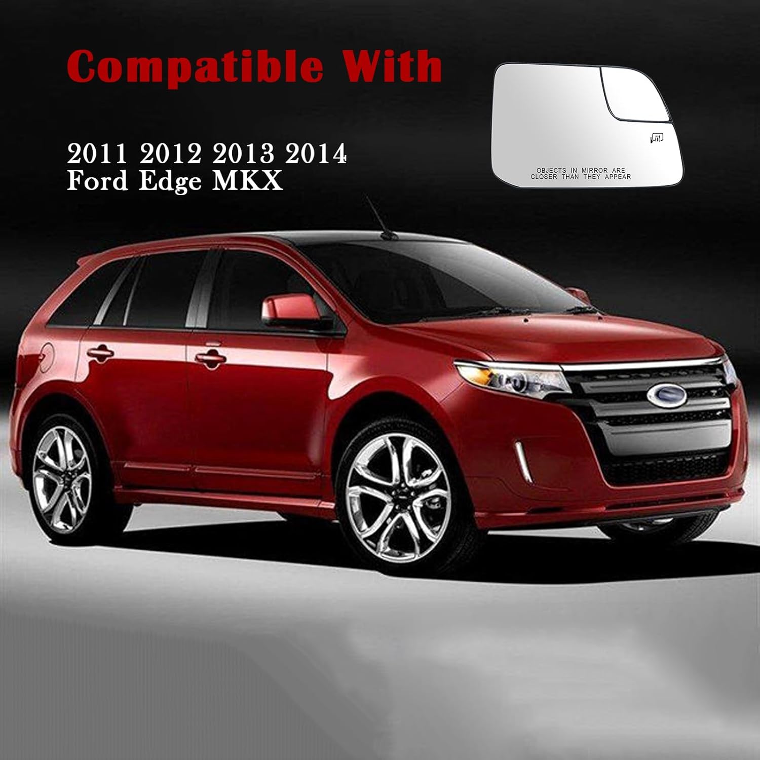 Passenger Side Mirror Replacement for Ford Edge MKX 2011 2012 2013 2014, Right Exterior Side Rearview Mirrors Glass, with Backing Plate, Power Heated