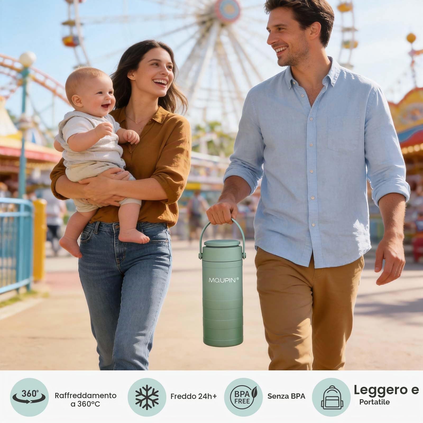 Raffreddatore per latte materno da 22 once con visualizzazione della temperatura 360 ° di raffreddamento totale della bottiglia di latte refrigerante per il viaggio
