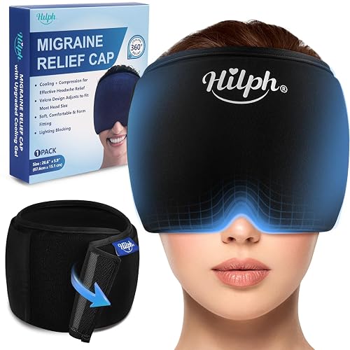 Hilph Adjustable Migraine Relief Cap, Headache Hat with Thickened Gel
