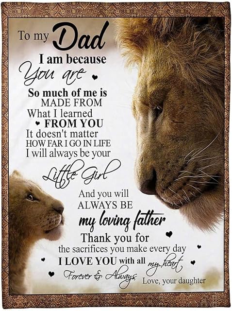zoke Fleece Blanket to My Dad Blanket Daughter's Lion Blanket 50X60 Inch Bed Throw Tapestry Blanket Gift for Mom Day, Fathers Day, Dad, Mom, Son, Mama, Grandma, Papa