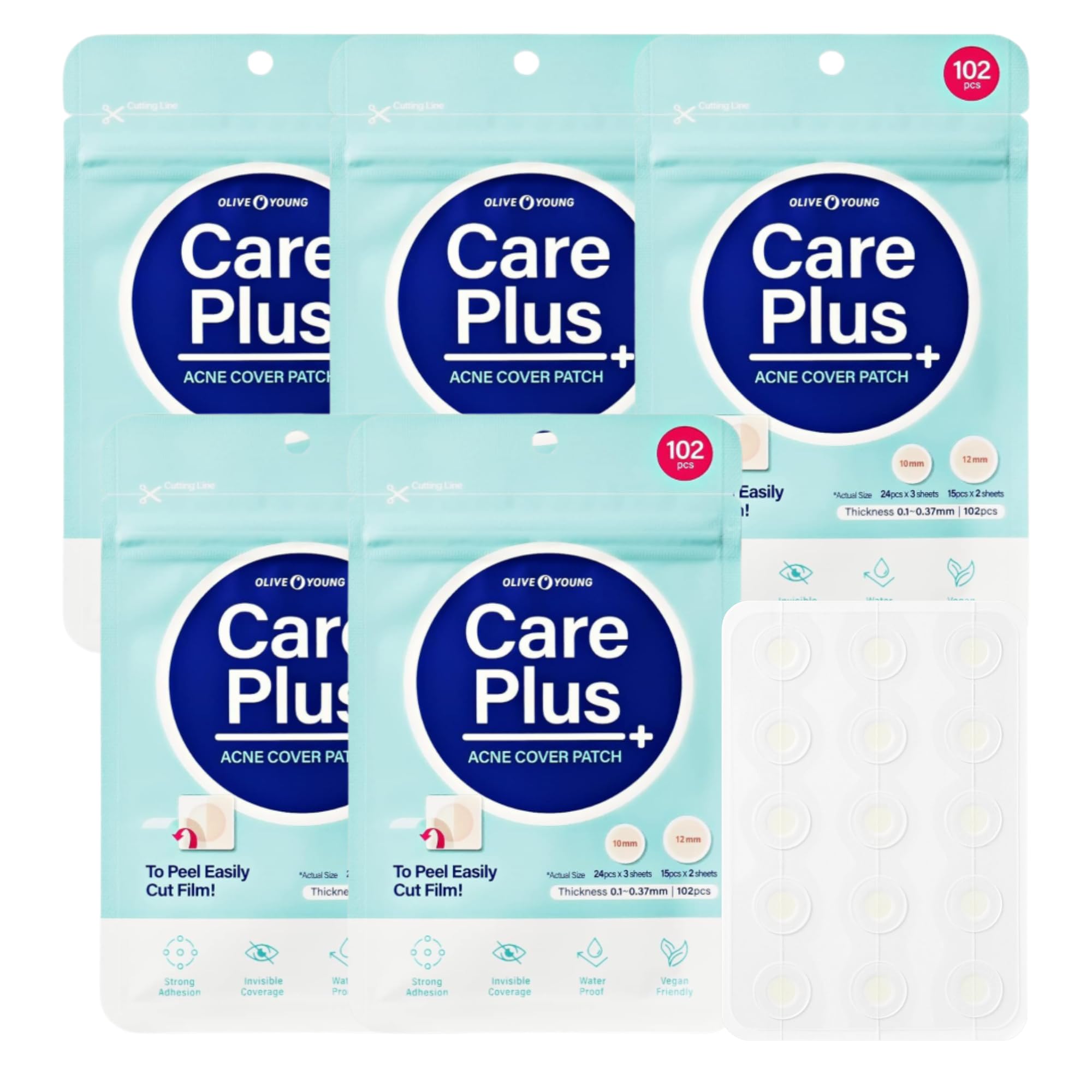 OLIVE YOUNG Care Plus Spot Patch Hydrocolloid Acne Korean Spot Patch to Cover Zits Pimples and Blemishes for