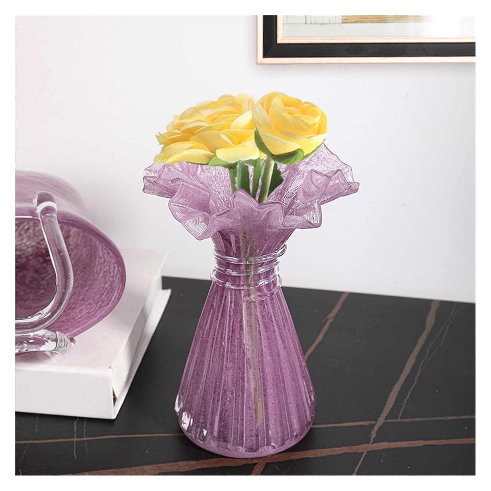 Vaso Vasi da Fiori secchi da Giardino Coreano Mini Tavolo da Loft Piante Rosa Bottiglia terrario Vaso da scrivania Jarrones in Vetro Vintage di Lusso Vaso Decorativo(Piccolo)