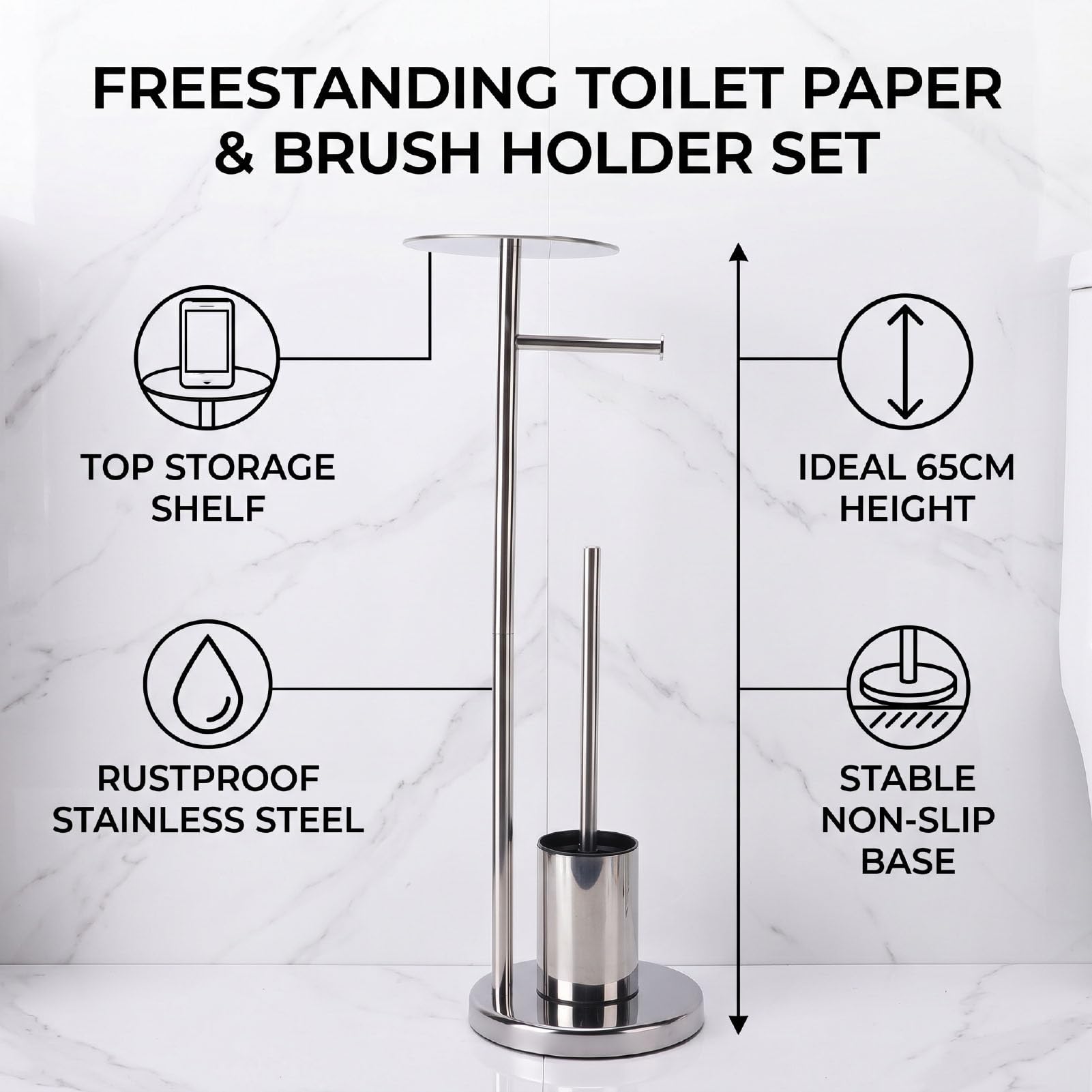 Freistehender Toilettenpapierhalter, Edelstahl