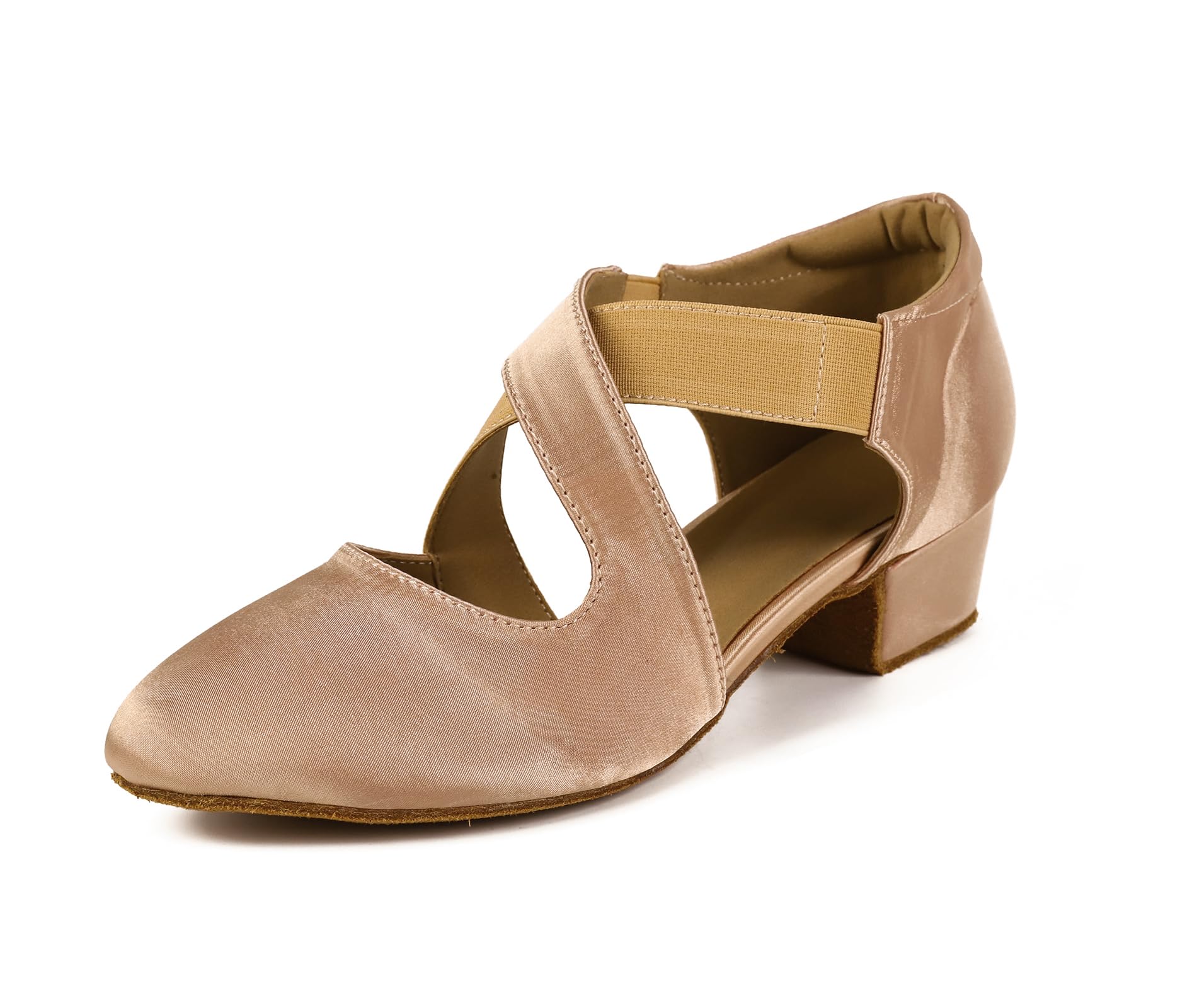 Photo 1 of Ballroom Dance Shoes Women Closed Toe Low Heel Latin Salsa Swing Social Practice Dancing Sandals 1.5" Heel S05 6 Nude_1.5 Inches Heel