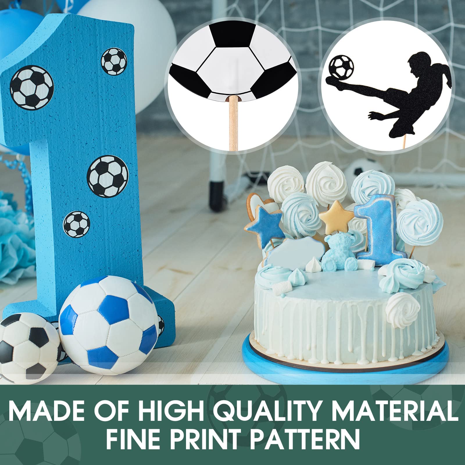 48 Decorazioni Per Torta Calcio – Topper Per Cupcake Con Calciatori E Palloni – Ideali Per Festa Compleanno Bambino