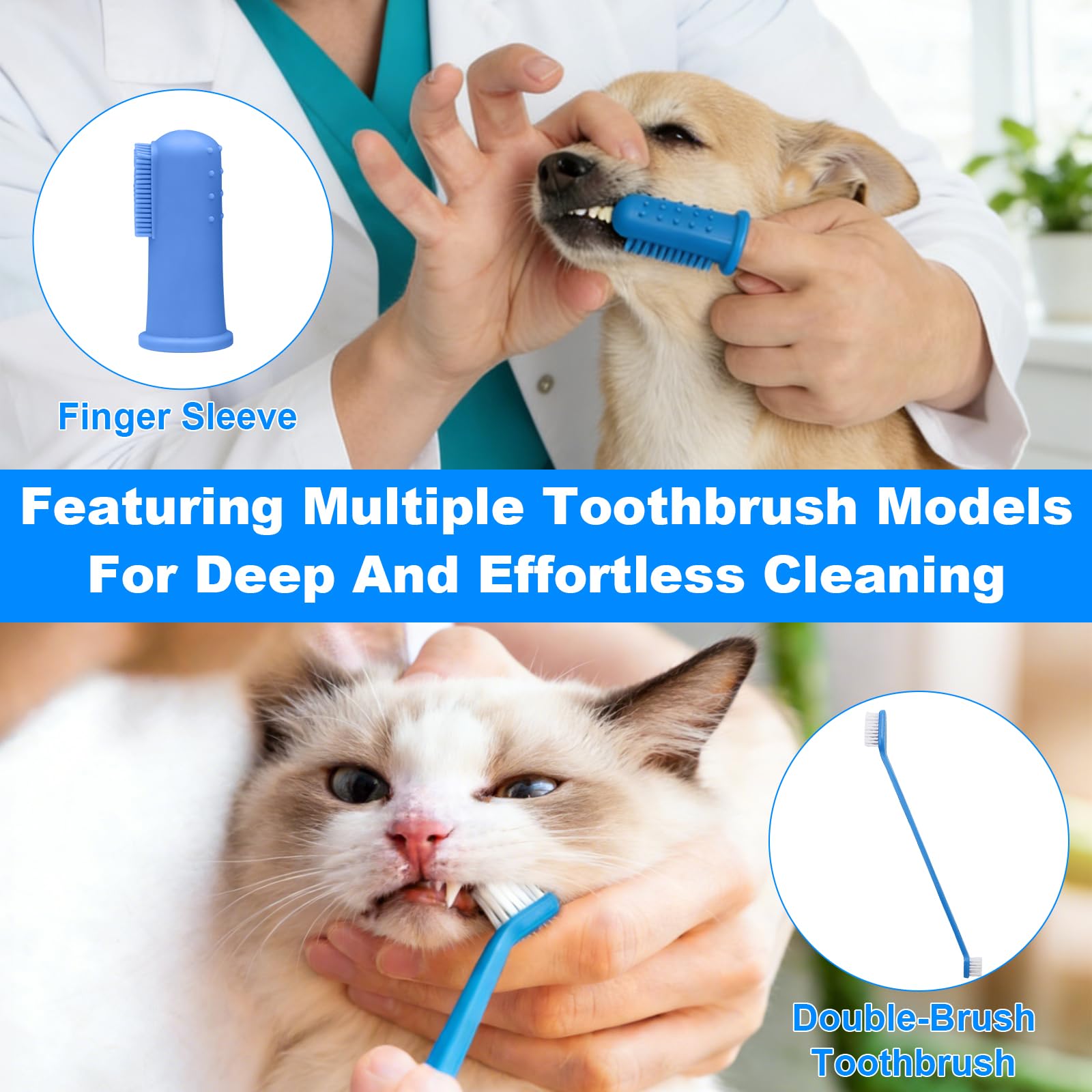 Limpiador Dental Ultrasónico para Perro y Gato, 5 Modos de Limpieza y 4 cabezales de limpieza, Kit de Limpieza de Dientes de Perro, Cepillo de Dientes para Cuidado Dental para Dientes y Gatos