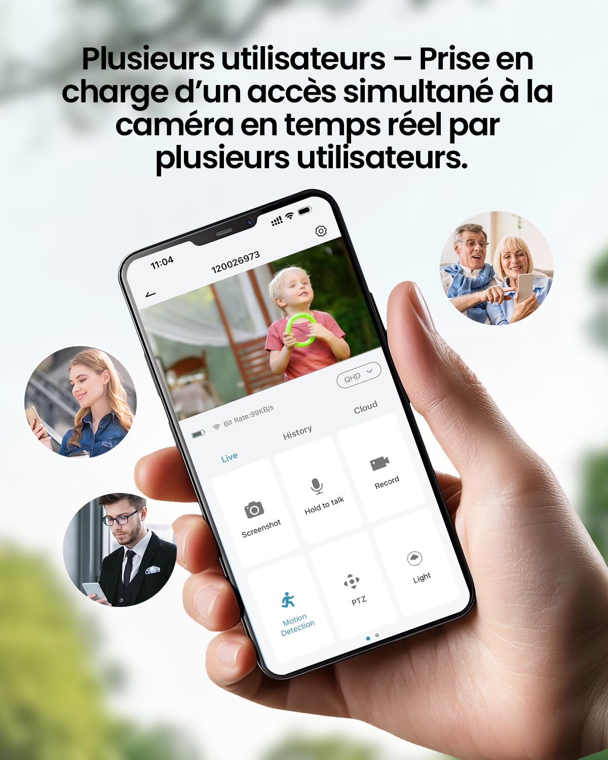 CZEview 2K Caméra de Surveillance Extérieure, sans Fil avec Batterie, Vision Nocturne Couleur, Audio Bidirectionnel, Détection de Mouvement, PTZ 300°, Montage Magnétique, IP65, WiFi 2.4G (Blanc)