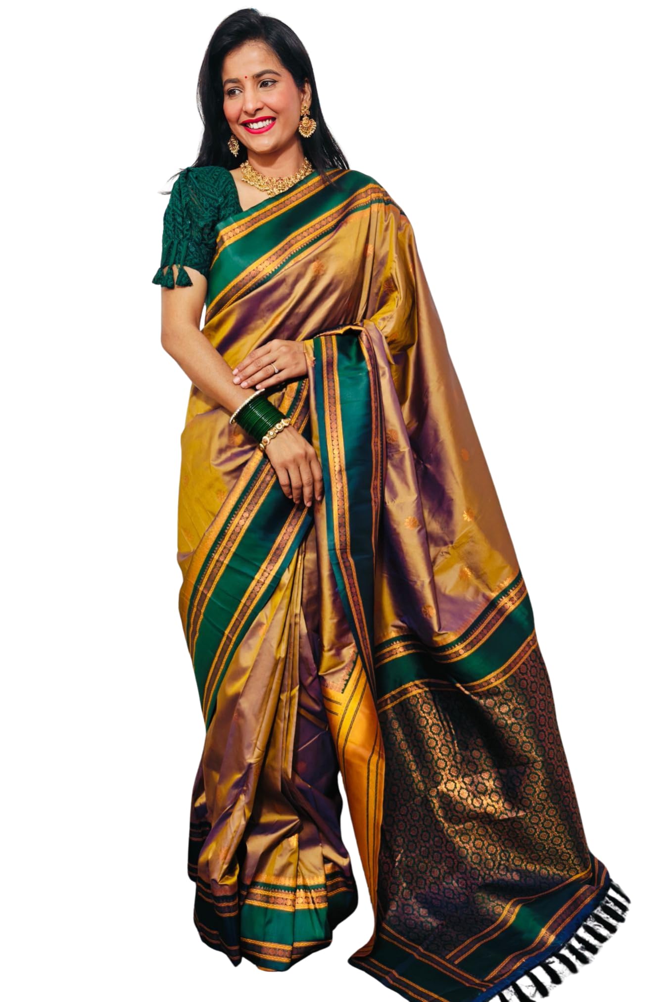 SGF11 Women's Kanjivaram Ready To Wear Pure Soft Silk Saree With Blouse Piece (Grey)