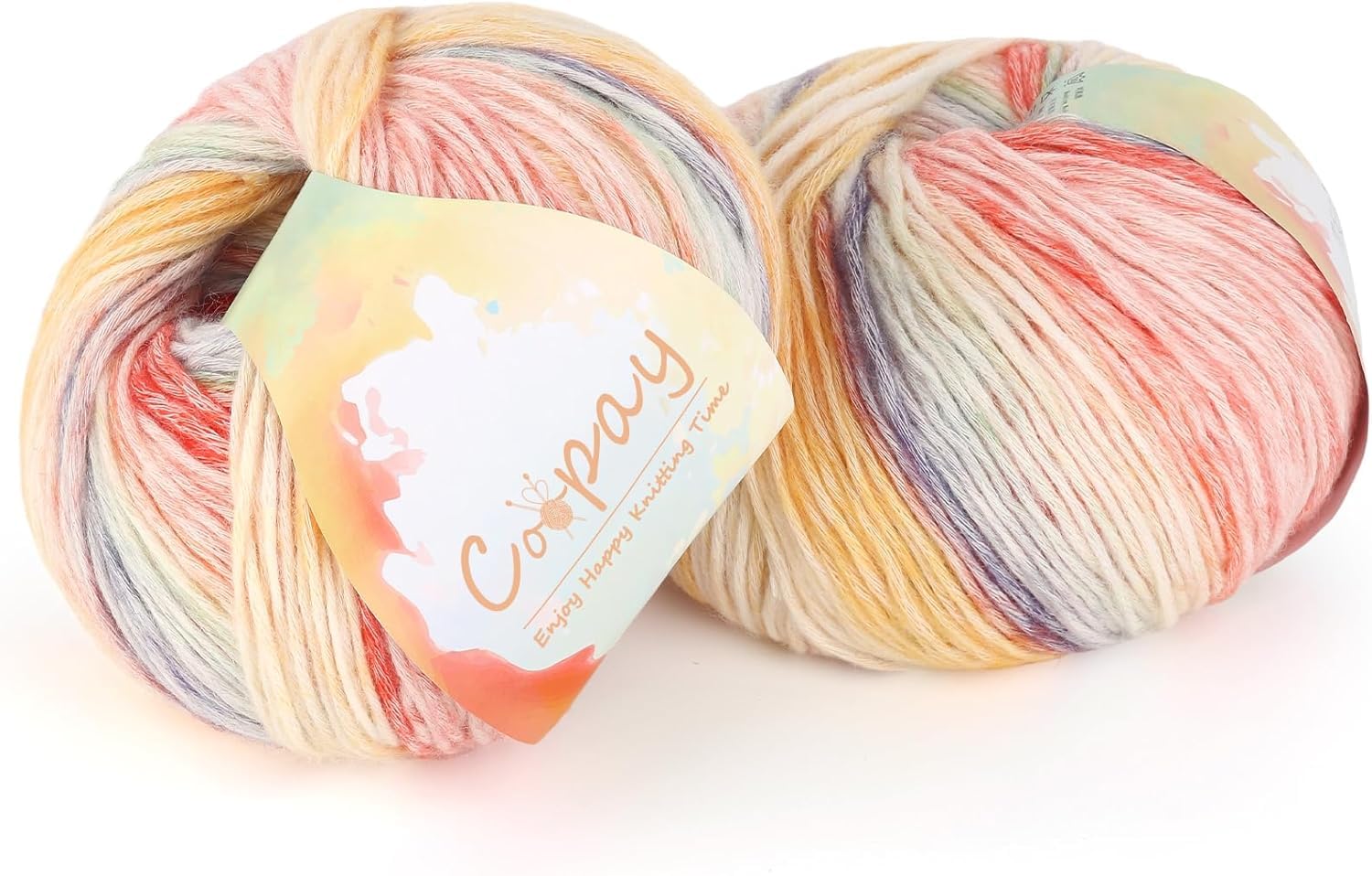 Coopay Gradient Yarn Cake, 2×100g Cake Yarn for Crochet & Knitting - 50% Cotton 50% Acrylic - Soft Gradient Crochet Yarn, Double Knit Ombre Yarn for Blankets Sweaters Scarves Shawls (201 Sunset) — image 1
