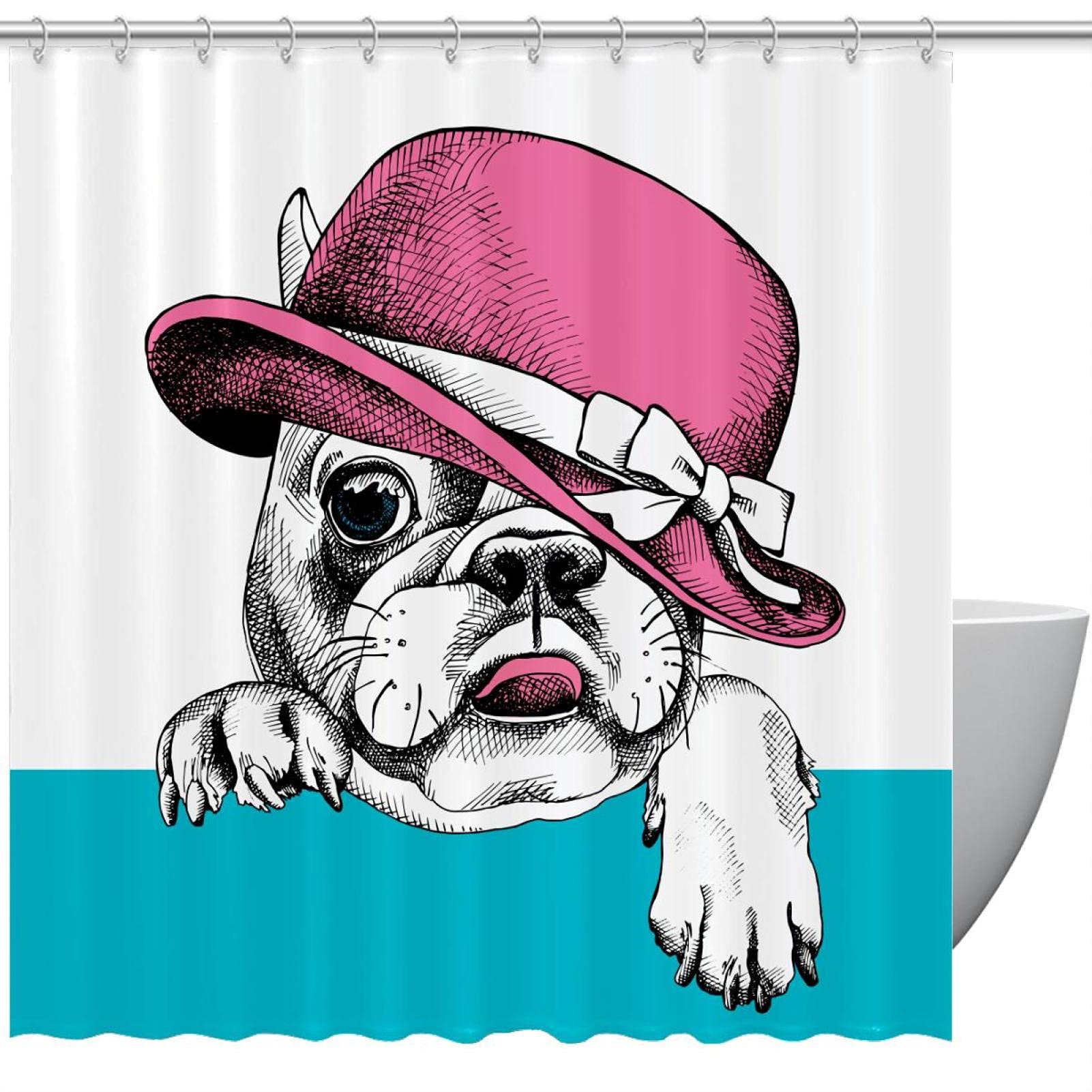 Rideau de douche chapeau rose imperméable pour stopper les fuites d'eau au sol