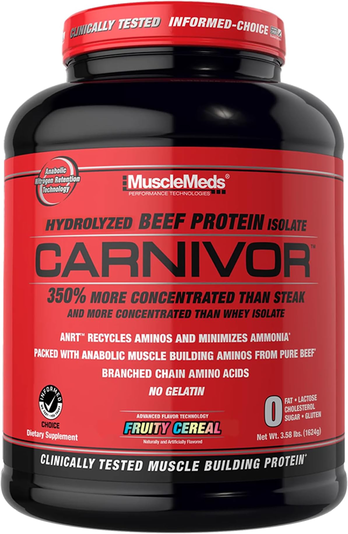 CARNIVOR Beef Protein Isolate Powder, Muscle Building, Recovery, Lactose Free, Sugar Free, Fat, Free, 23g Protein, Fruity Cereal, 56 Servings