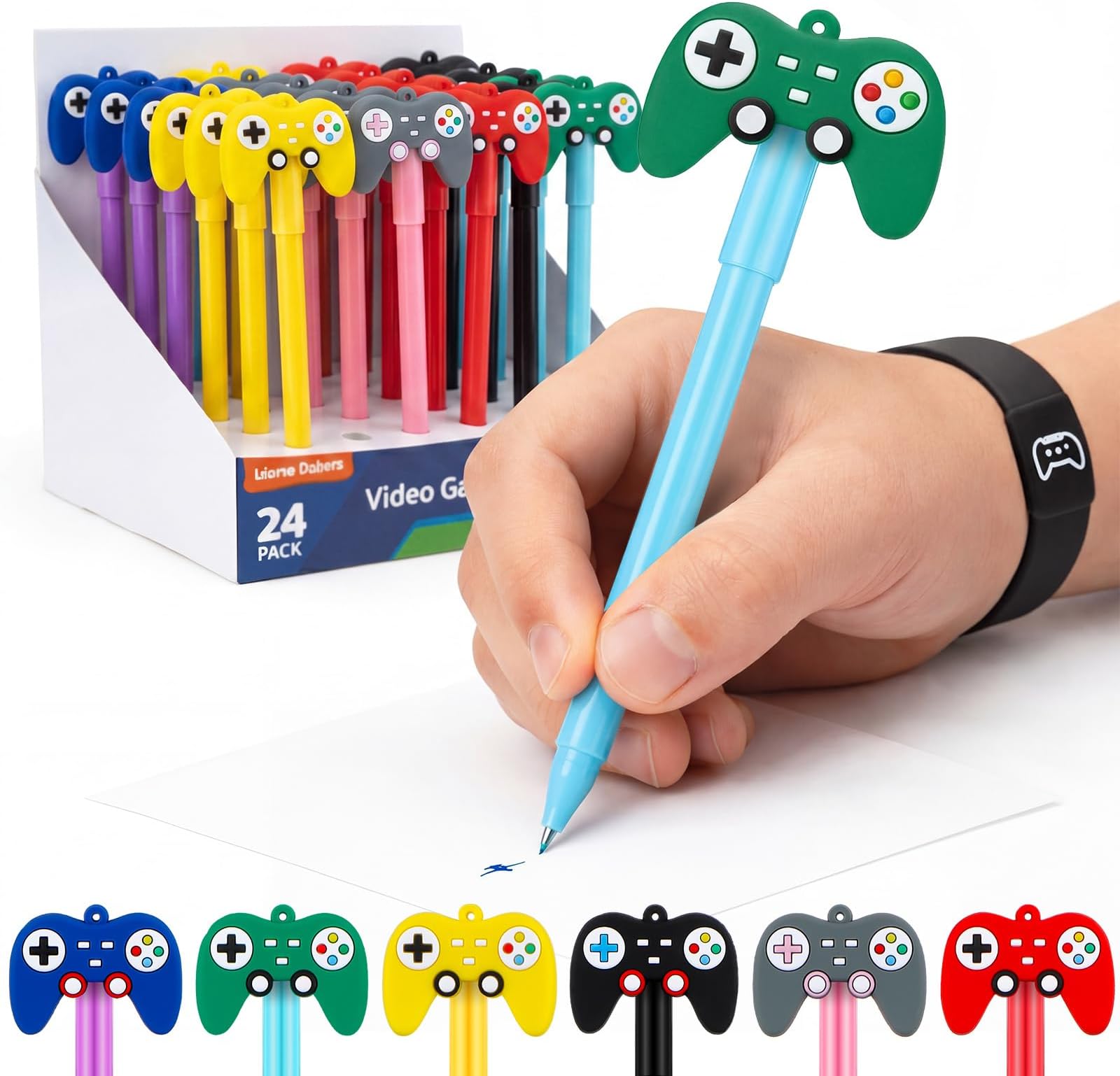 24 Pcs Video Game Pens Gamer Party Favors Video Gaming Themed Birthday Party Favor Gifts Controller Ink Pens for Office Home (Multicolor)
