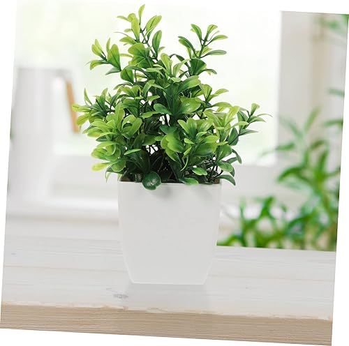 Miniatura 9 de Cabilock 4 piezas de planta artificial en maceta, planta de bonsái falsa de hoja verde, decoración de mesa, mini planta falsa, adornos de