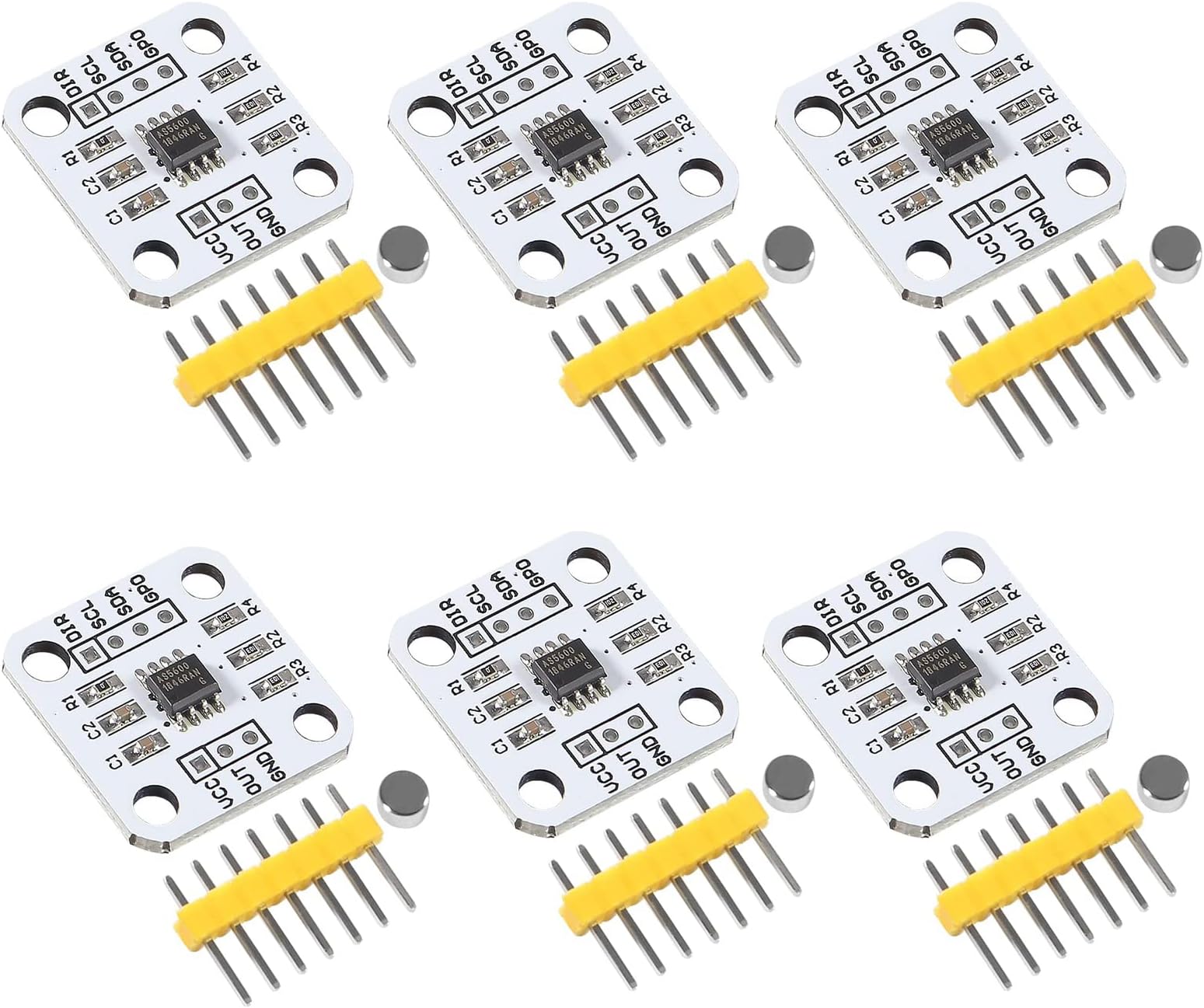 6PCS Robot AS5600 Magnetic Encoder 3.3V 12bit High Precision Induction Angle Measurement Sensor Module (12bit 3.3V)