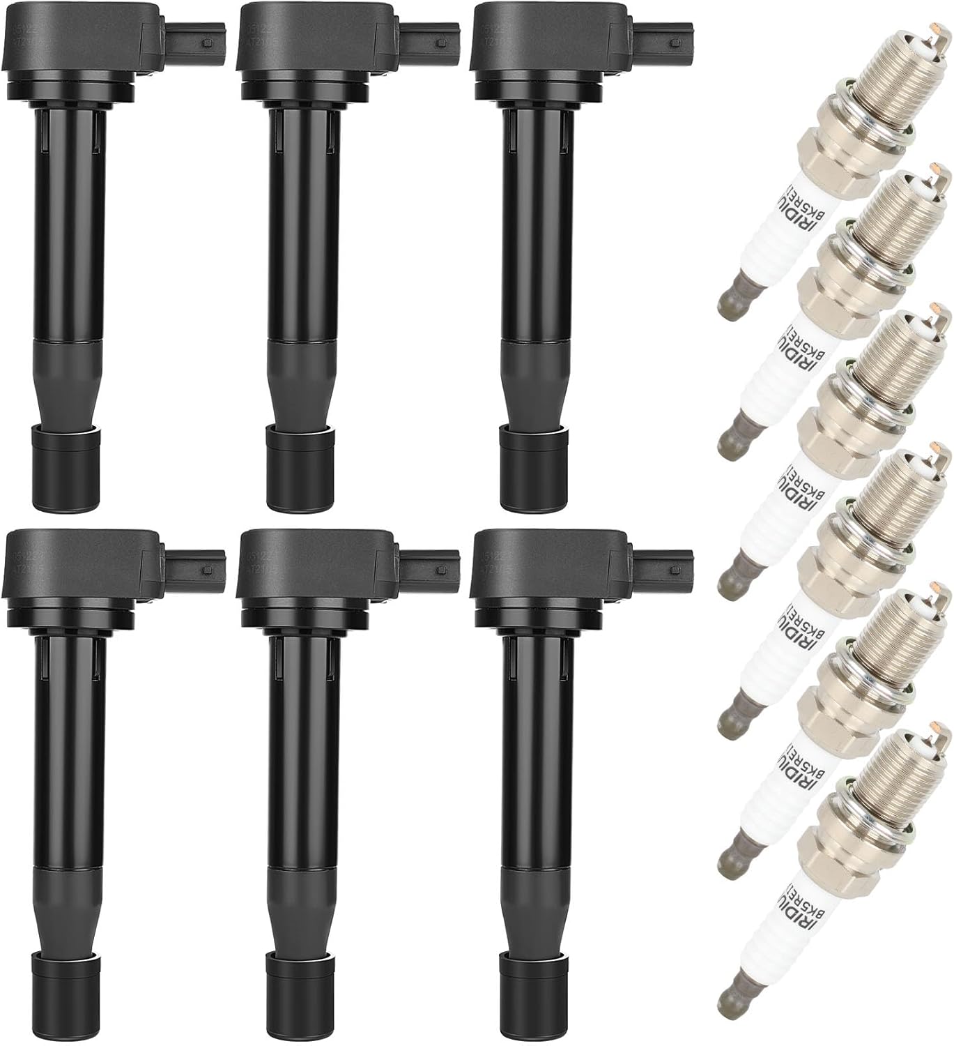 OCPTY 6 ignition coils with 6 iridium Spark Plugs fits C1221 UF242 30520P8EA01 for Honda for ford for ford for Acura1 for Saturn for Accord Odyssey MDX TL RL Vue 3.0L 3.2L 3.5L V6