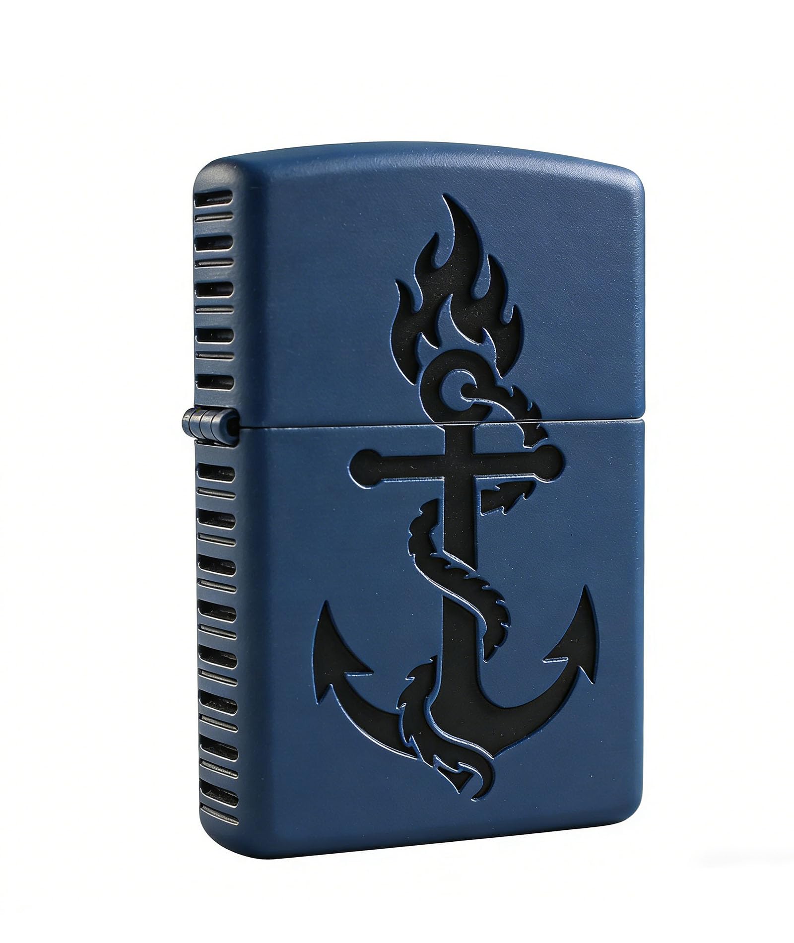 Vintage Dragon Anchor Carved Kerosene Lighter Windproof Grinding Wheel Flip Top Kerosene Lighter for Outdoor Use (B)