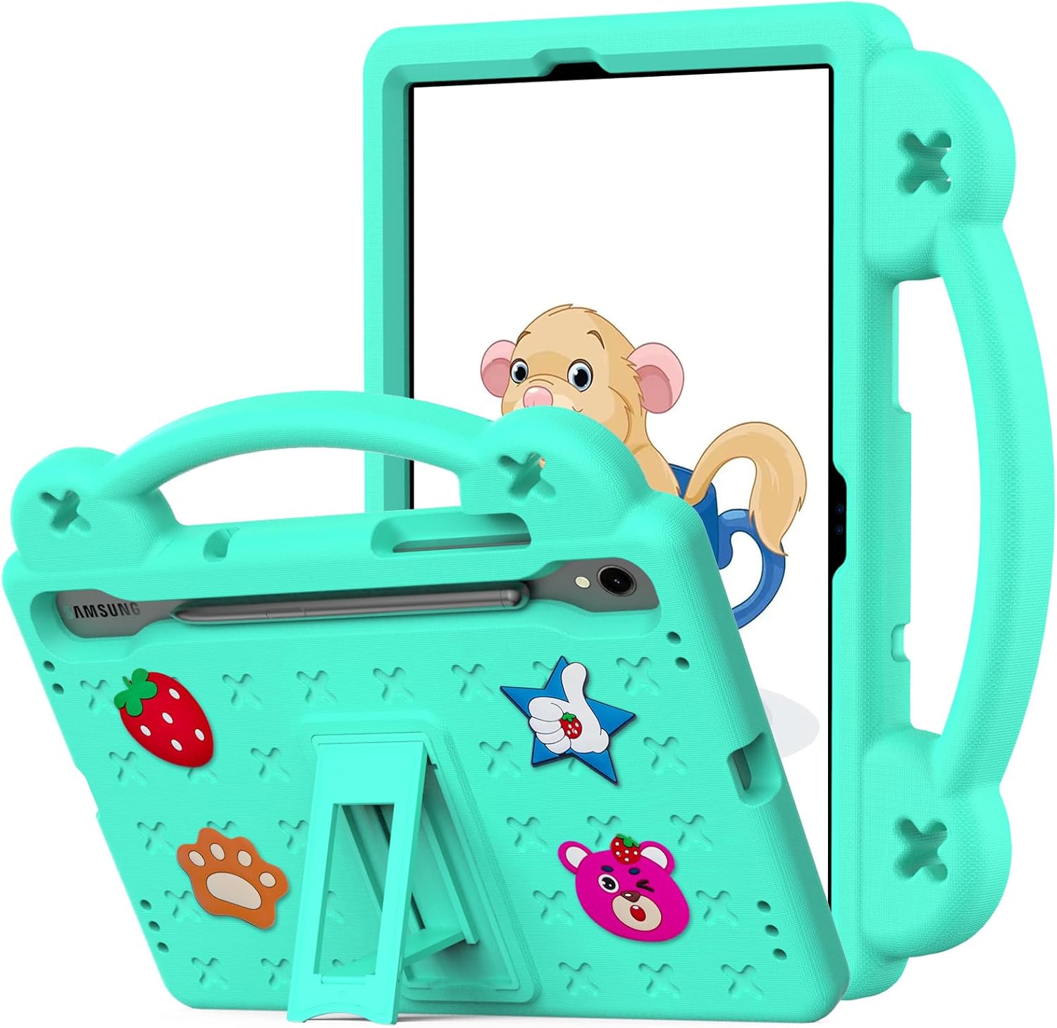YRH Case for Samsung Galaxy Tab S10 Lite/Tab S10 FE/S9 FE 10.9'', with Handle Stand, Kids EVA Shockproof Cover, Green