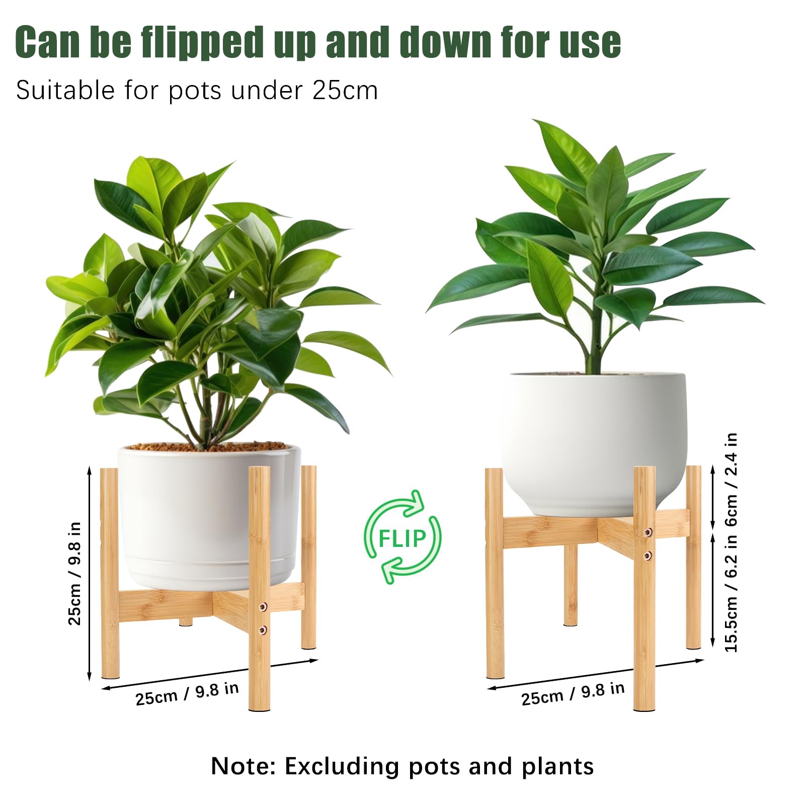 RETON Support De Plante Réglable Moderne Du Milieu Du Siècle - Support De Pot De Fleurs En Bois Pour Intérieur Et Extérieur, Jardin, Cour, Maison, Bureau (20 Cm