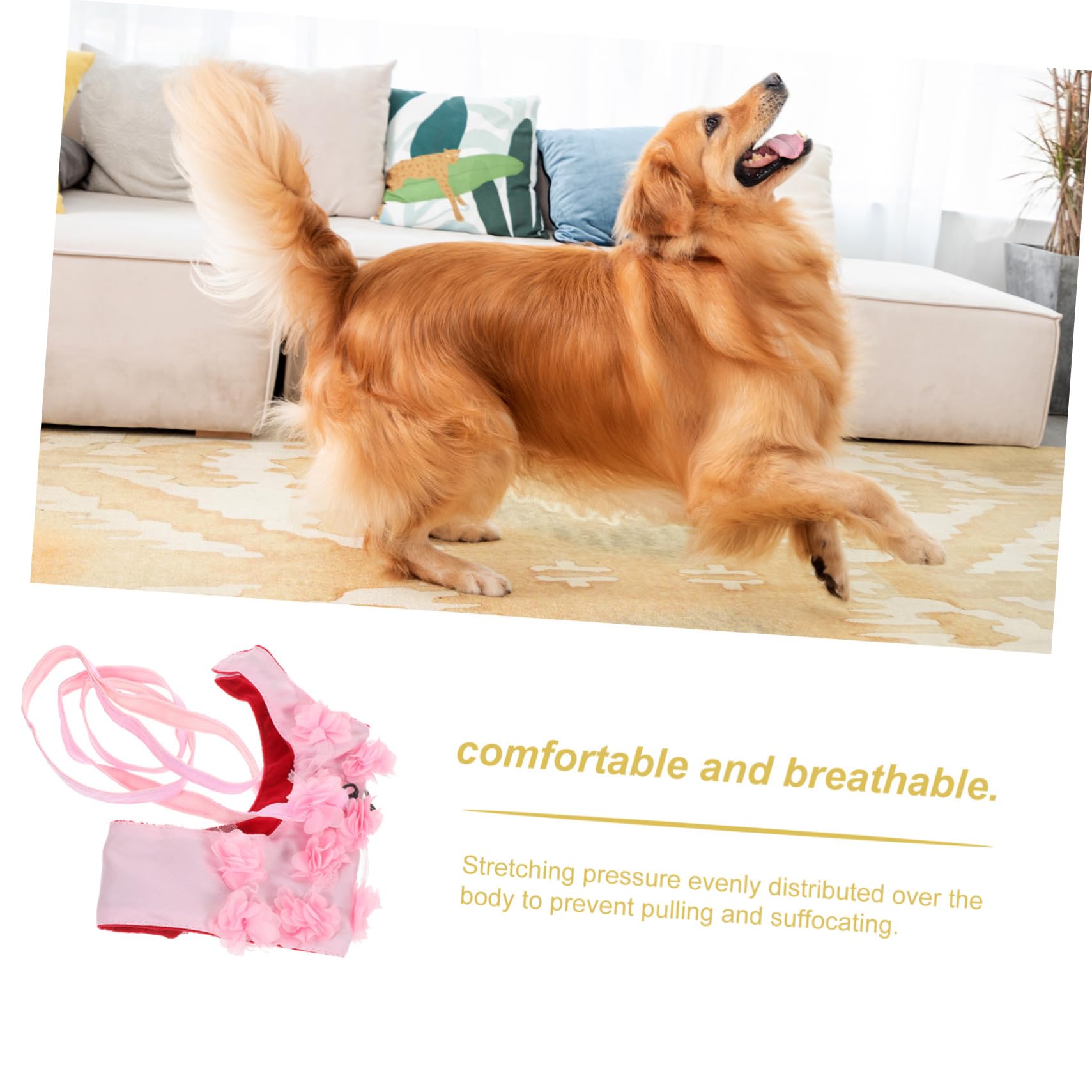BESPORTBLE 3stücke Verstellbares Blumendesign Hundegeschirr Mit Leine Atmungsaktives Brustgeschirr Für Kleine Und Mittelgroße Hunde XL Für Frühling Und Sommer Pet Traction Rope