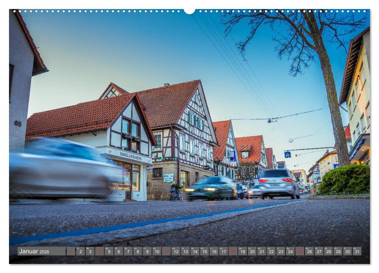 Impressionen aus Leinfelden-Echterdingen 2026 (hochwertiger Premium Wandkalender 2026 DIN A2 quer), Kunstdruck in Hochglanz