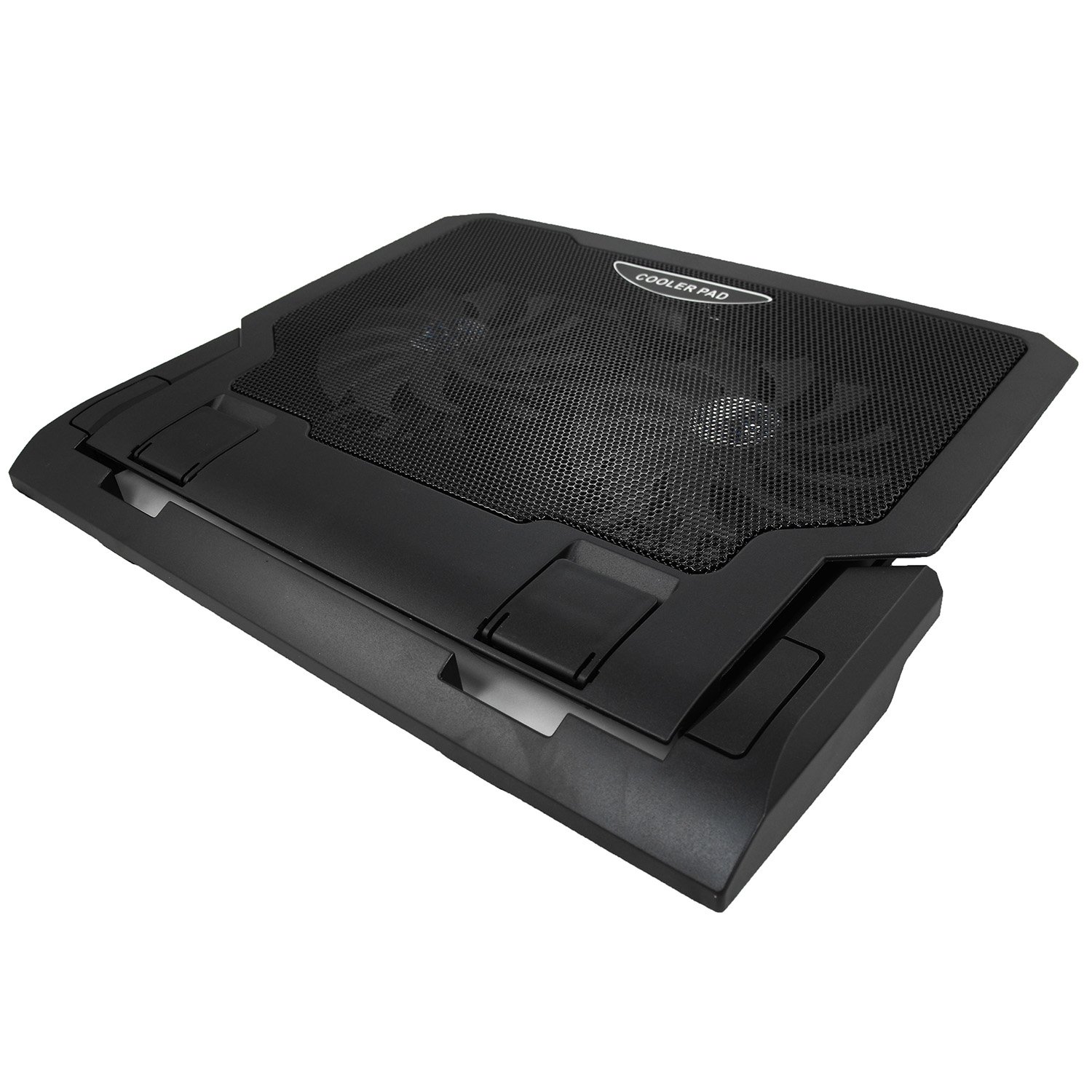 AABCOOLING NC65 - Refroidisseur pour Ordinateur Portable avec 2 Ventilateurs, Inclinaison Réglable et LED Bleu, Support de Refroidissement PC Portable jusqu'à 15,6 Pouces et Consoles