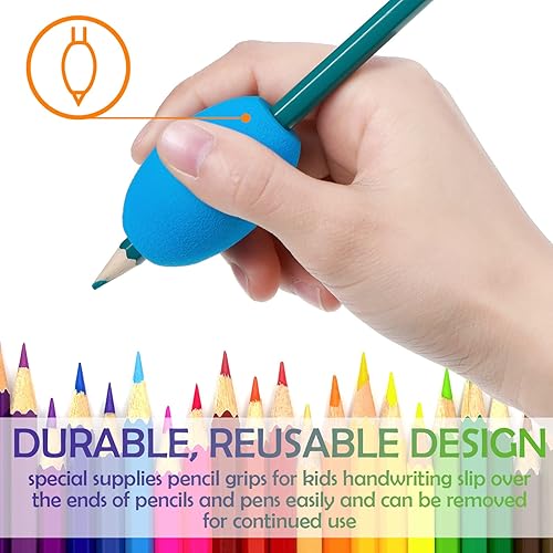 Miniatura 3 de Outus 12 empuñaduras para lápiz de huevo para adultos, agarre de escritura a mano para huevo, lápiz capacitivo, espuma acolchada suave para