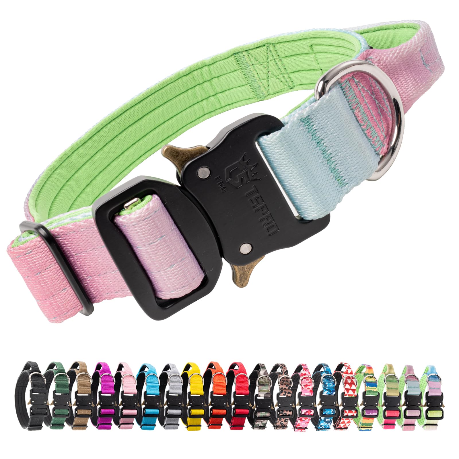 TSPRO Premium Dog Collars Tactical Dog Collar with Handle and Heavy Duty Quick-Release Metal Buckle Durable Thick and Adjustable for Medium to Large