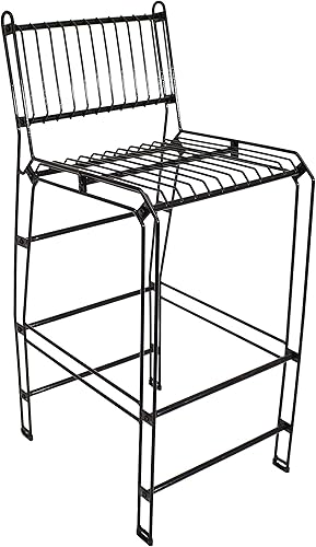 Sunnydaze Taburete moderno de alambre de metal muebles de alambre de acero para interiores y exteriores para sótano sala de estar o cabaña color