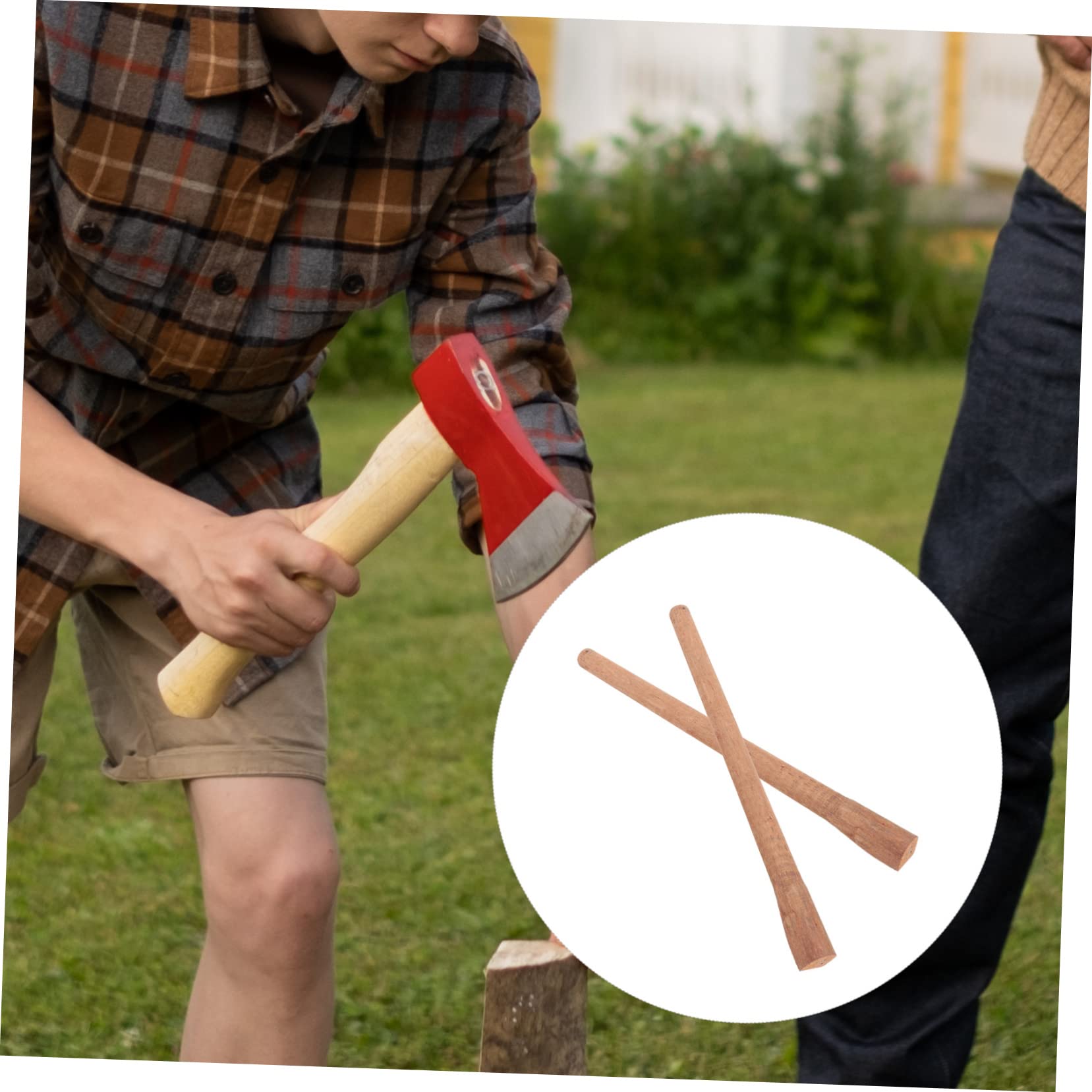 DOITOOL 2Pcs Wooden Replacement Axe Handle Square Handle for Easy Installation Comfortable Grip Skid Shockproof Design for Outdoor Chopping and Camping Activities