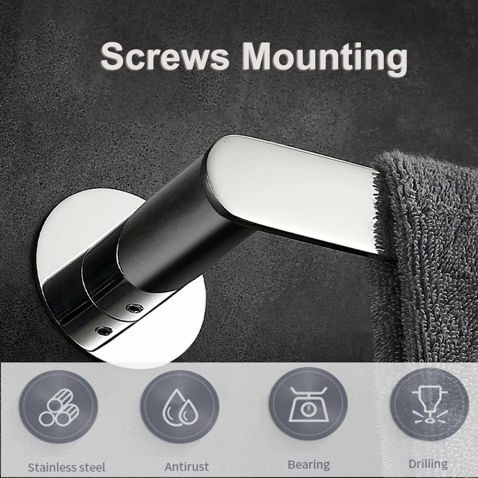 Portasciugamani a Parete, portasciugamani da Bagno Asta Porta Asciugamani con Finitura Argento Lucido per Hardware Doccia e Doccia da Cucina (Dimensioni : 50cm)