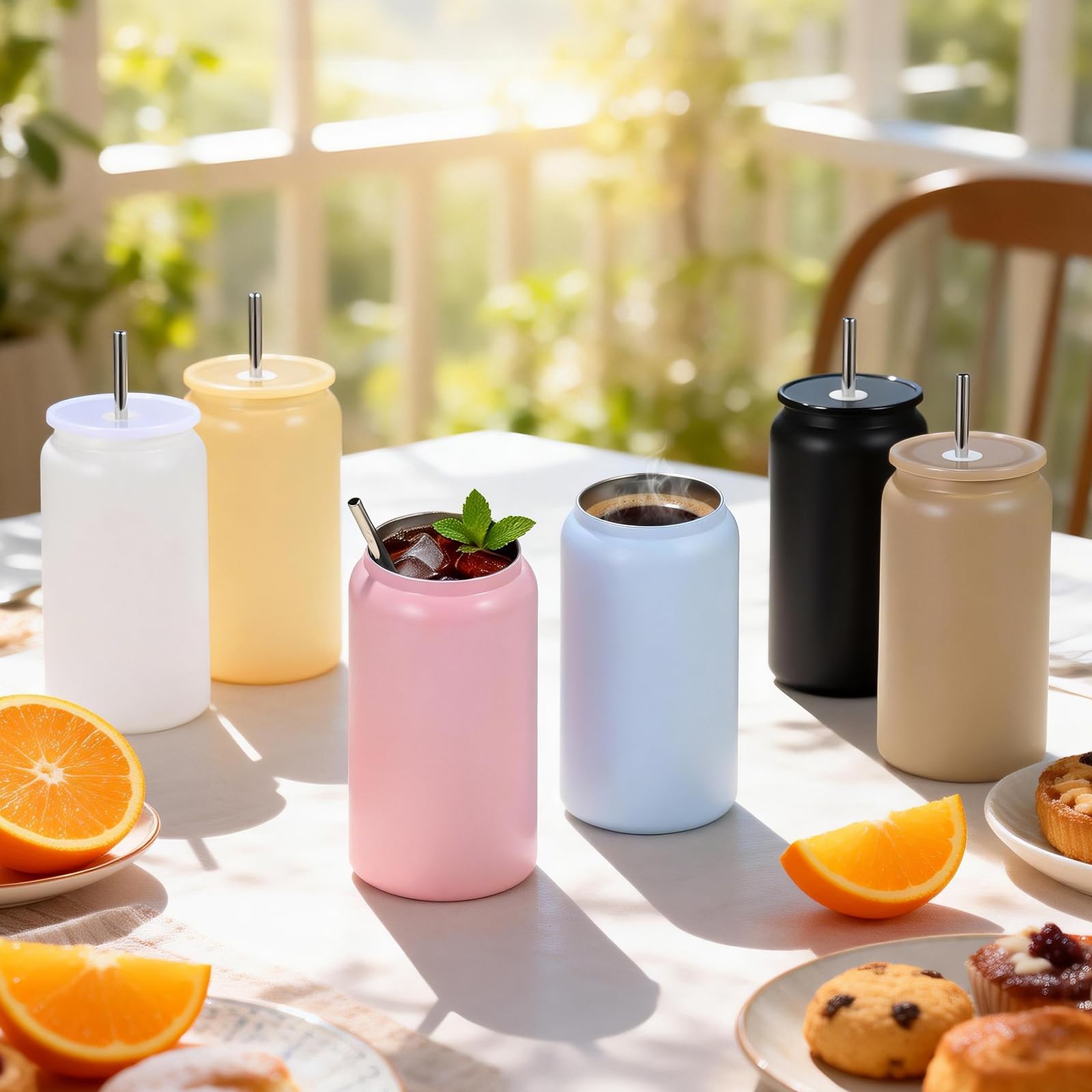 VEVOR Vasos de Sublimación 12 Piezas, Botellas de Agua de 473 ml de Acero Inoxidable, Apto para Uso Alimentario con Tapas y Pajitas, con Aislamiento de Doble Pared, para Manualidades, Multicolores