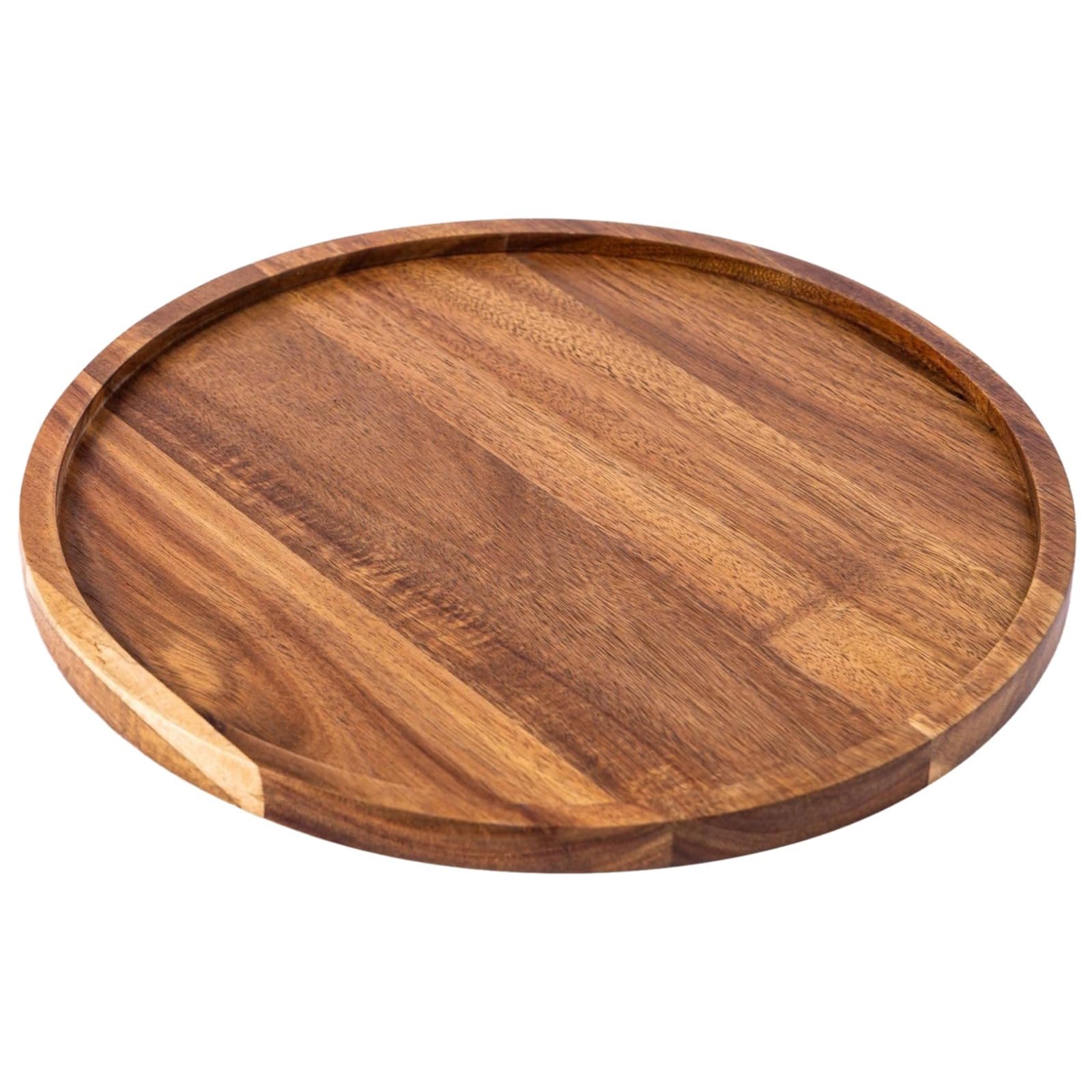 Packool Round Wood Tray for Appetizers, Charcuterie Board, Decorative Plate, Acacia Wooden Serving Tray, Ideal for Home Decor, 11.6 in Diameter