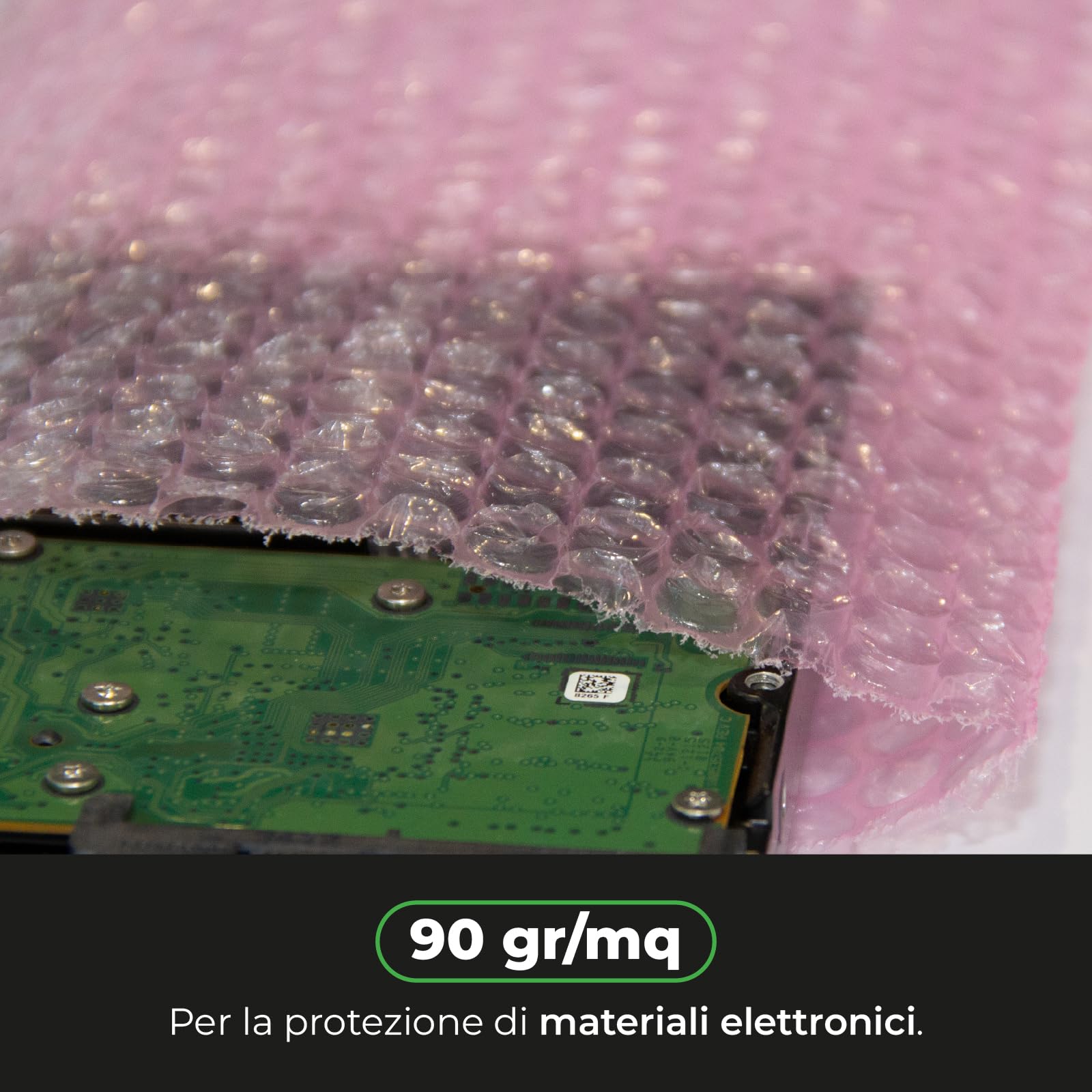 ImballaggiPer Rotolo Pluriball Antistatico 50cm x 190mt 90gr/mq, Bobina per Imballaggio di Materiale Elettronico