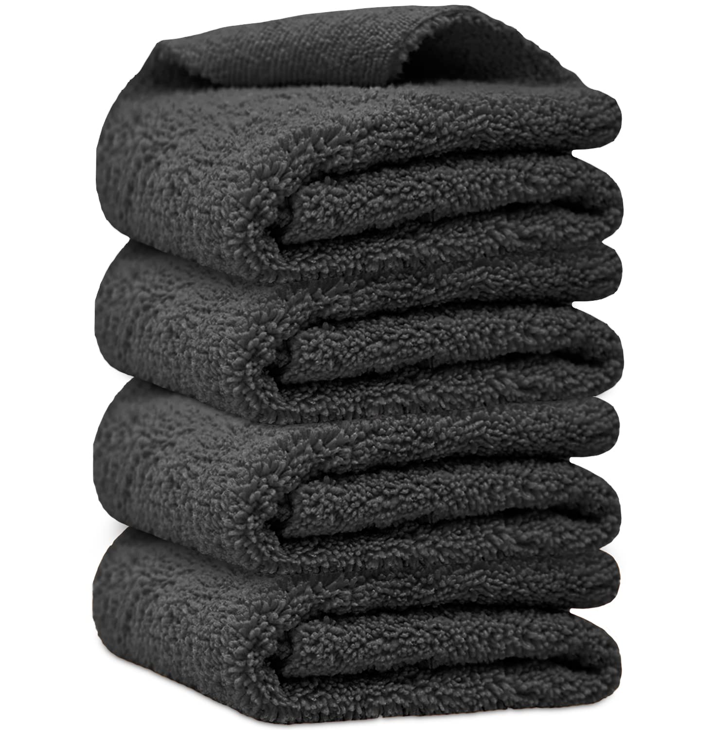 Towelogy Grey Multipurpose Microfibre Car Cleaning Cloths Edgeless For Auto Finishing Detailing Polishing Washing And Drying 40X40cm (, 4)
