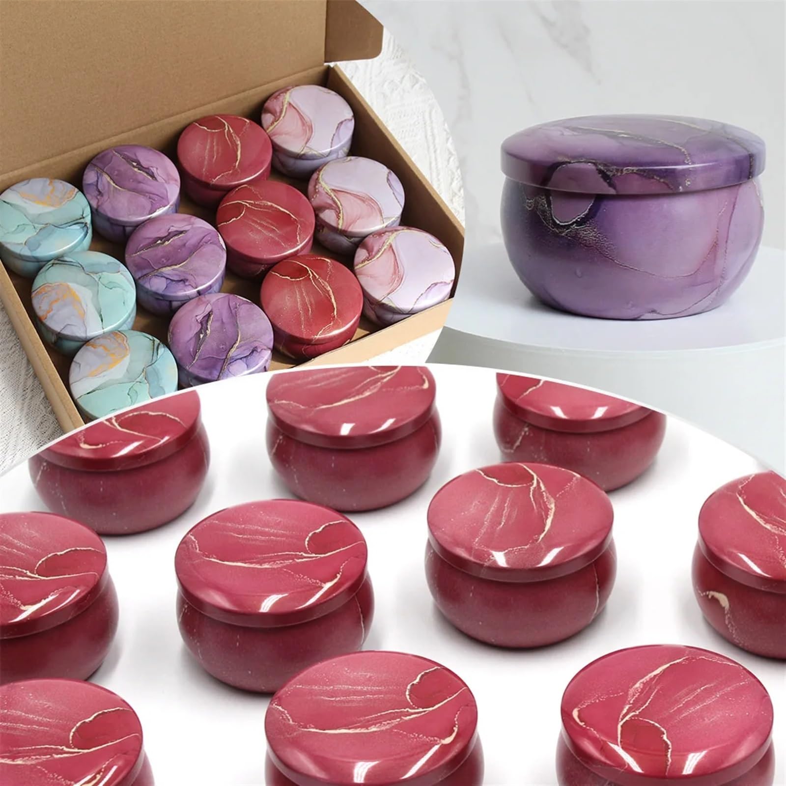 HNULGVI barattoli per candele 12 pezzi 4oz barattoli di latta for candele vuoti fai da te kit la fabbricazione contenitore spezie secche dolci(4 Color Mixed)