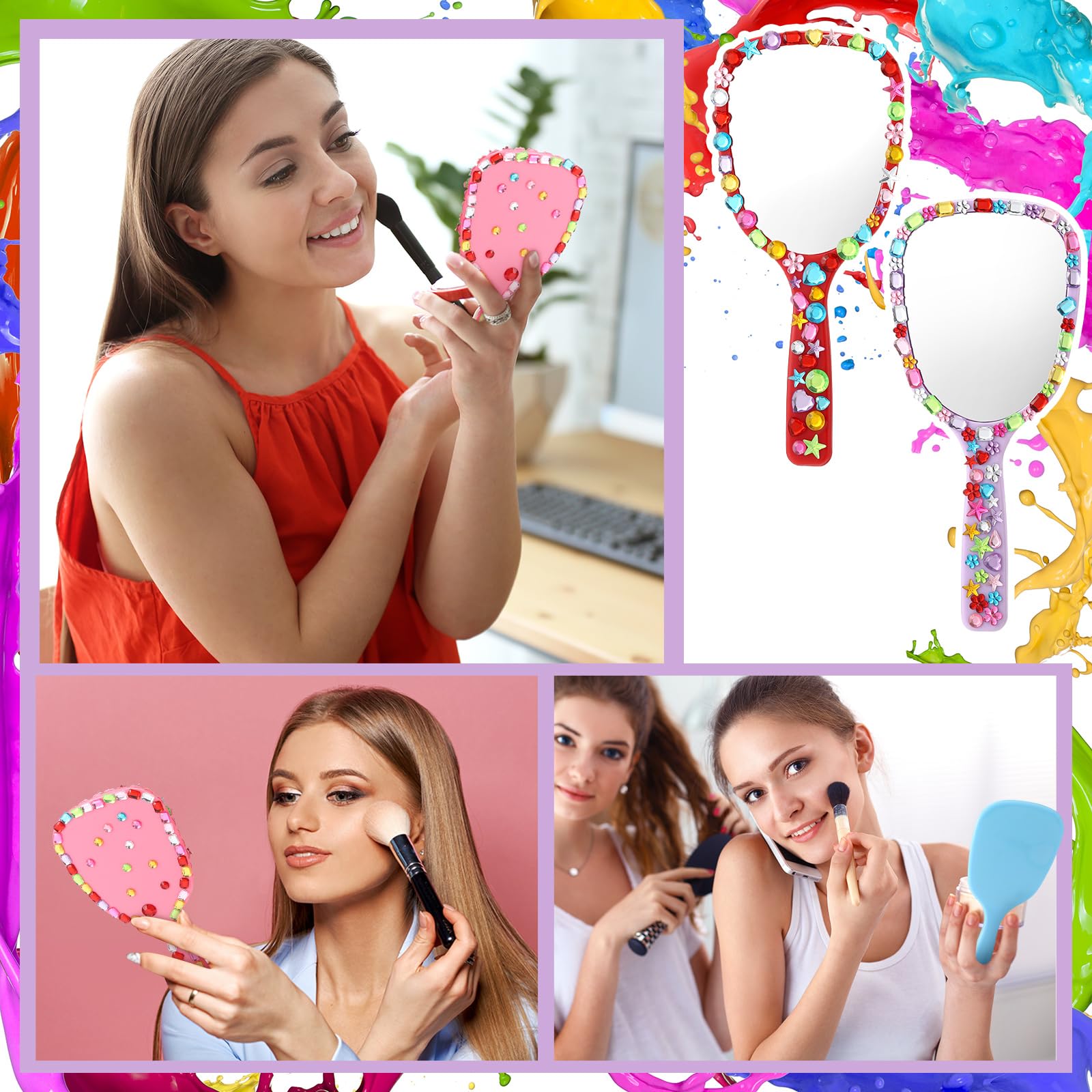 Wonderjune 24 Pcs Handheld Mirror DIY Decorate Your Own Mermaid Princess Mirror for Classroom Princess Birthday Party Favors Crafts Mermaid Game Decorations Supplies