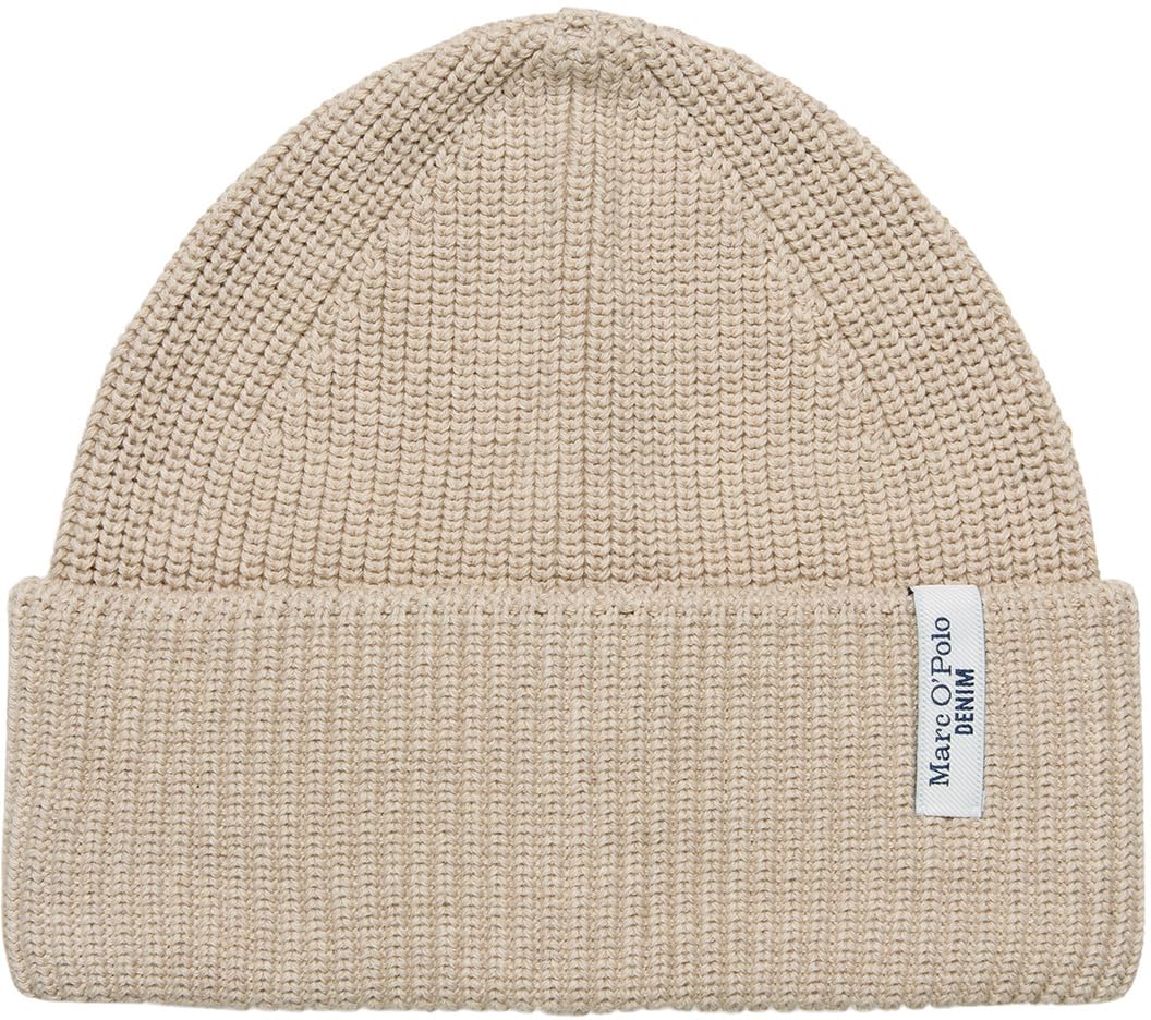 Marc O'polo Women's 1232 Marc Oߴpolo Denim Organic Cotton Knitted Beanie With Logo, Beige (Sand Melange), One Size