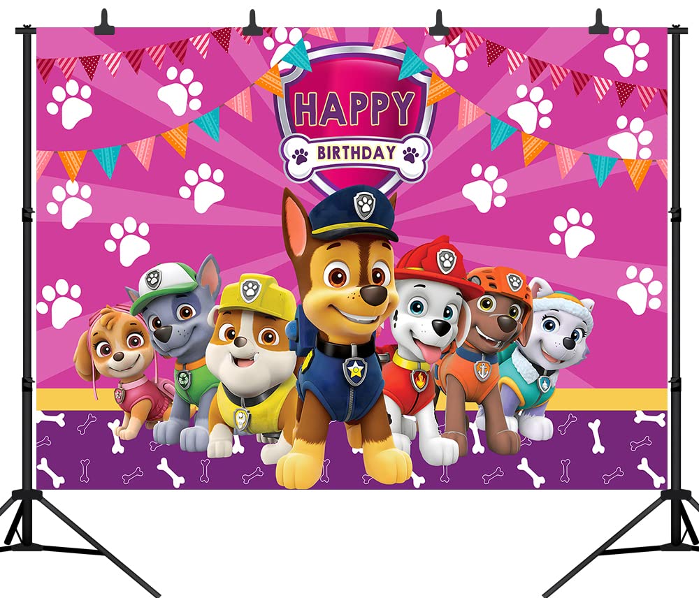 Buy Pink Puppy Dog Paw Logo Birthday Party Backdrop Banner Decorations