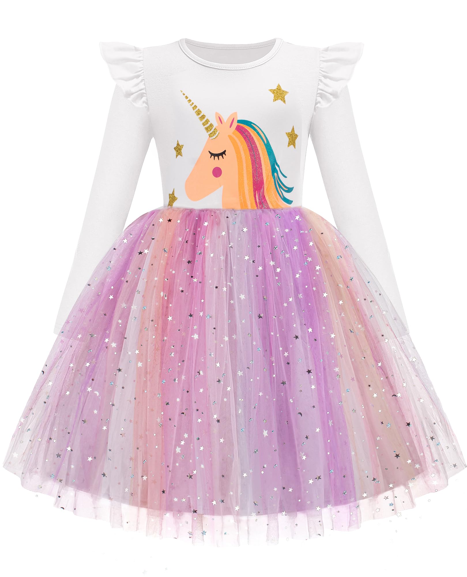 Arshiner Toddler Girls Long Dresses Sleeve Ruffle Winter Holiday Dress 2-6Y