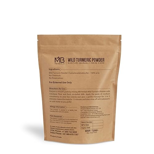 Miniatura 2 de MB Herbals Cúrcuma silvestre en polvo 100g (3.5 oz) | Kasthuri Manjal | Kasturi Manjal | Curcuma aromática | Sin conservantes | Sin aditivos | Sin