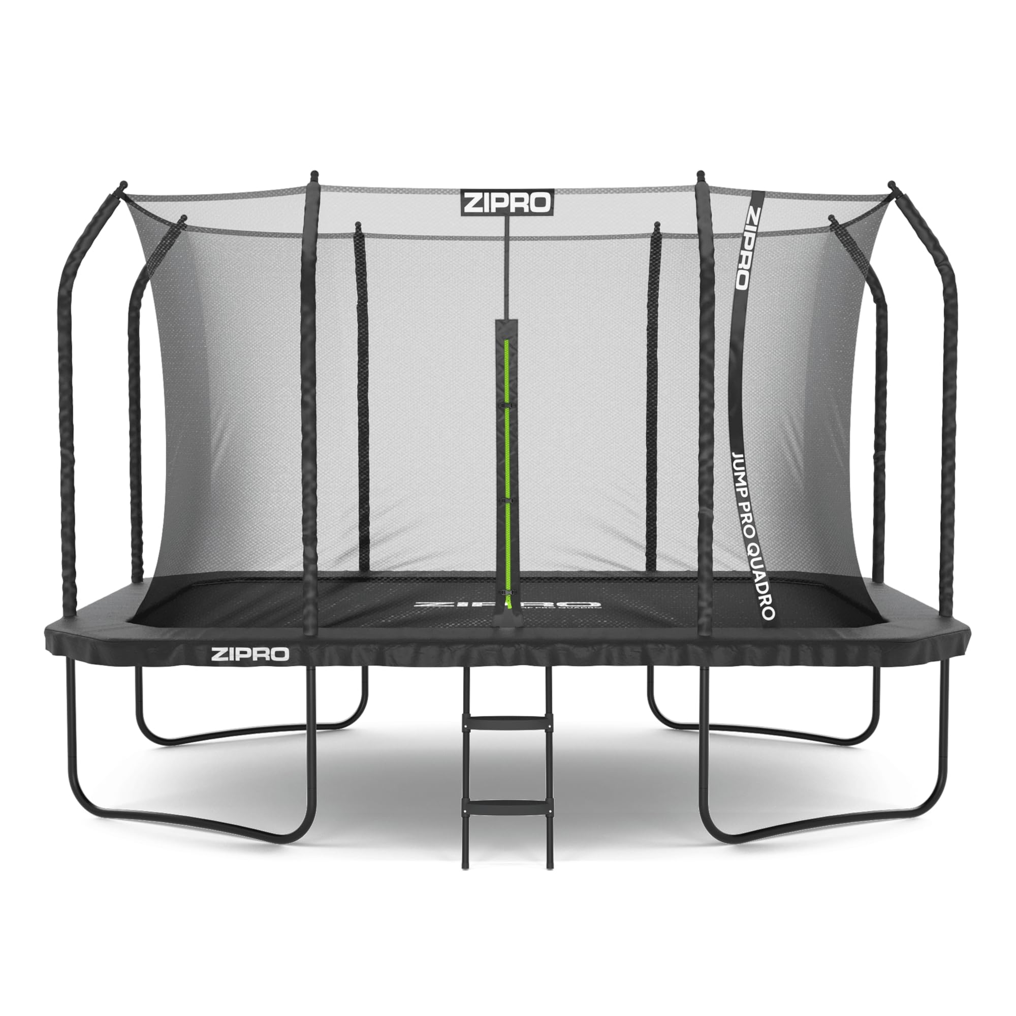 ZIPRO Trampoline Extérieur - Trampoline de Jardin Rectangulaire avec Filet de Sécurité, Tapis de Saut et Échelle - Trampoline Familial Charge Max 150 kg - JumpPro Quadro Ø 366/472 cm