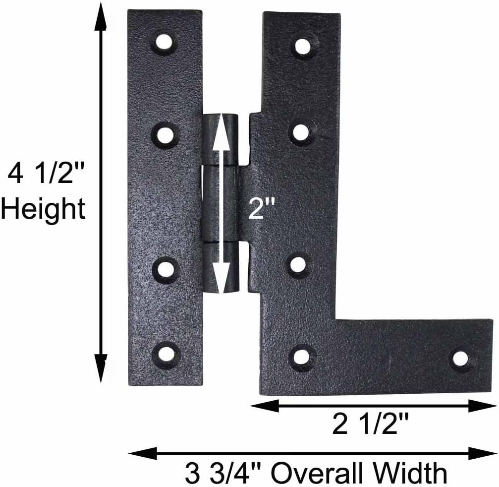 Renovators Supply Manufacturing Black Cabinet Hinges 4 in HL Offset Hinge Right Wrought Iron Kitchen Cabinet Hinge with Hardware